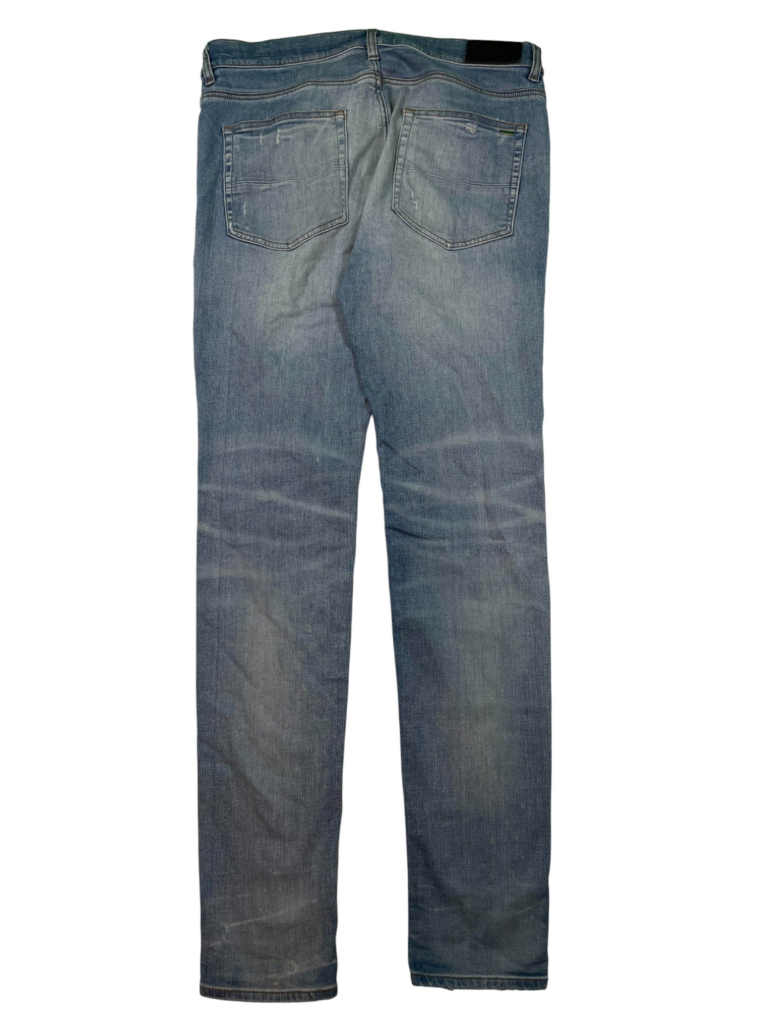 Amiri Burgundy & Blue Plaid Patch Light Wash Jeans