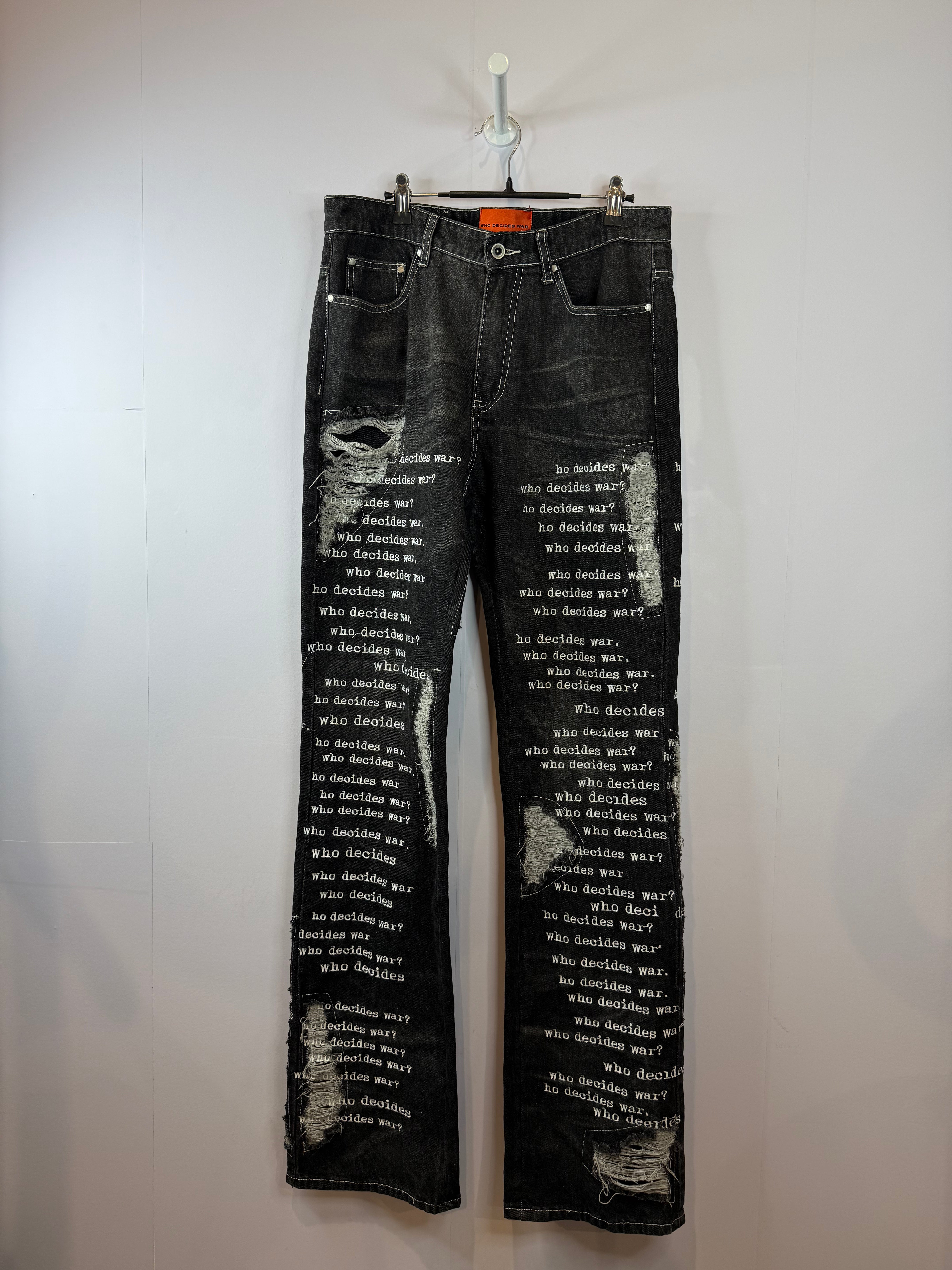 WDW Scripture Distressed Black Jeans