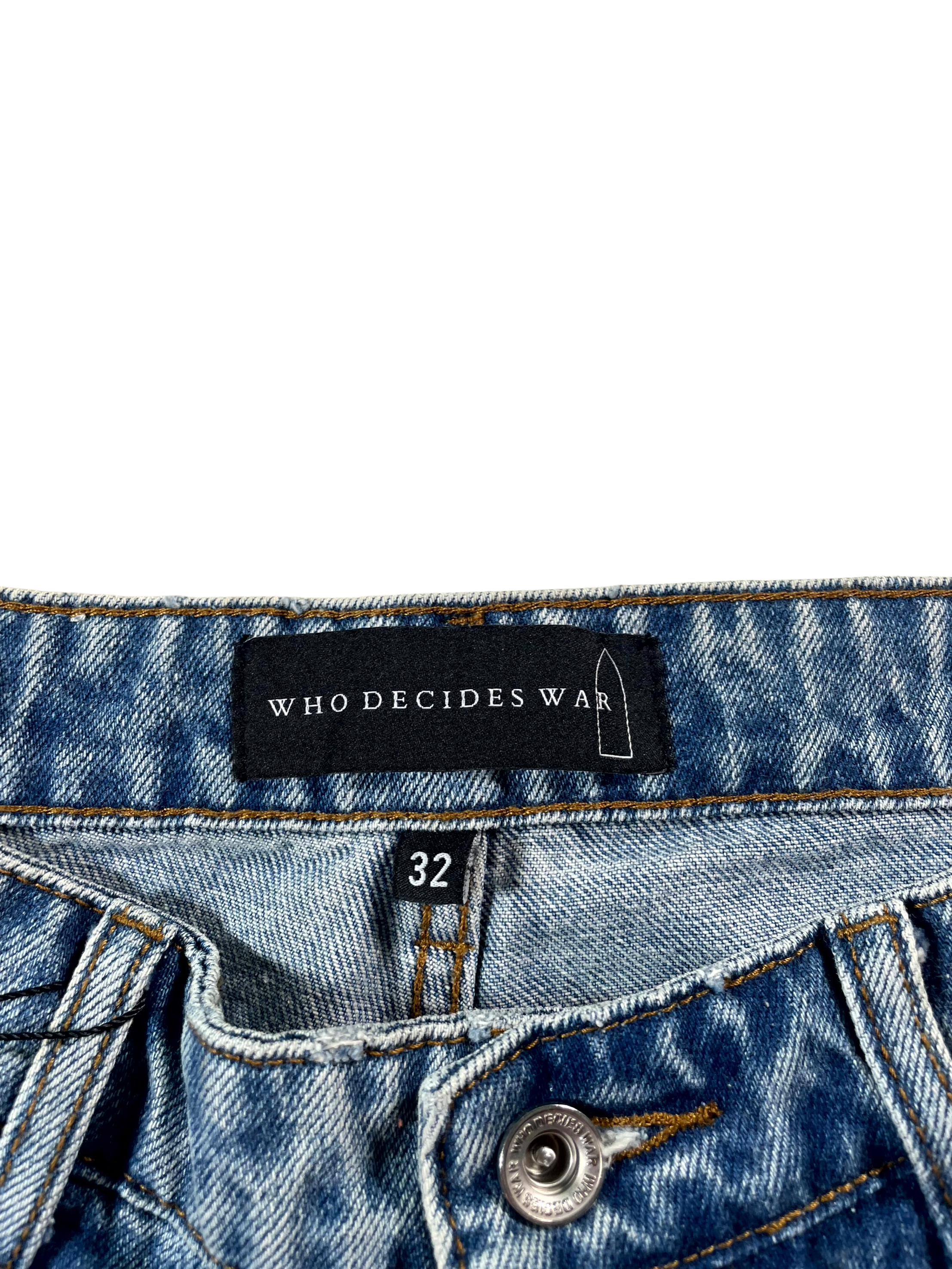 Who Decides War Embroidered Sky Blue Denim Jeans