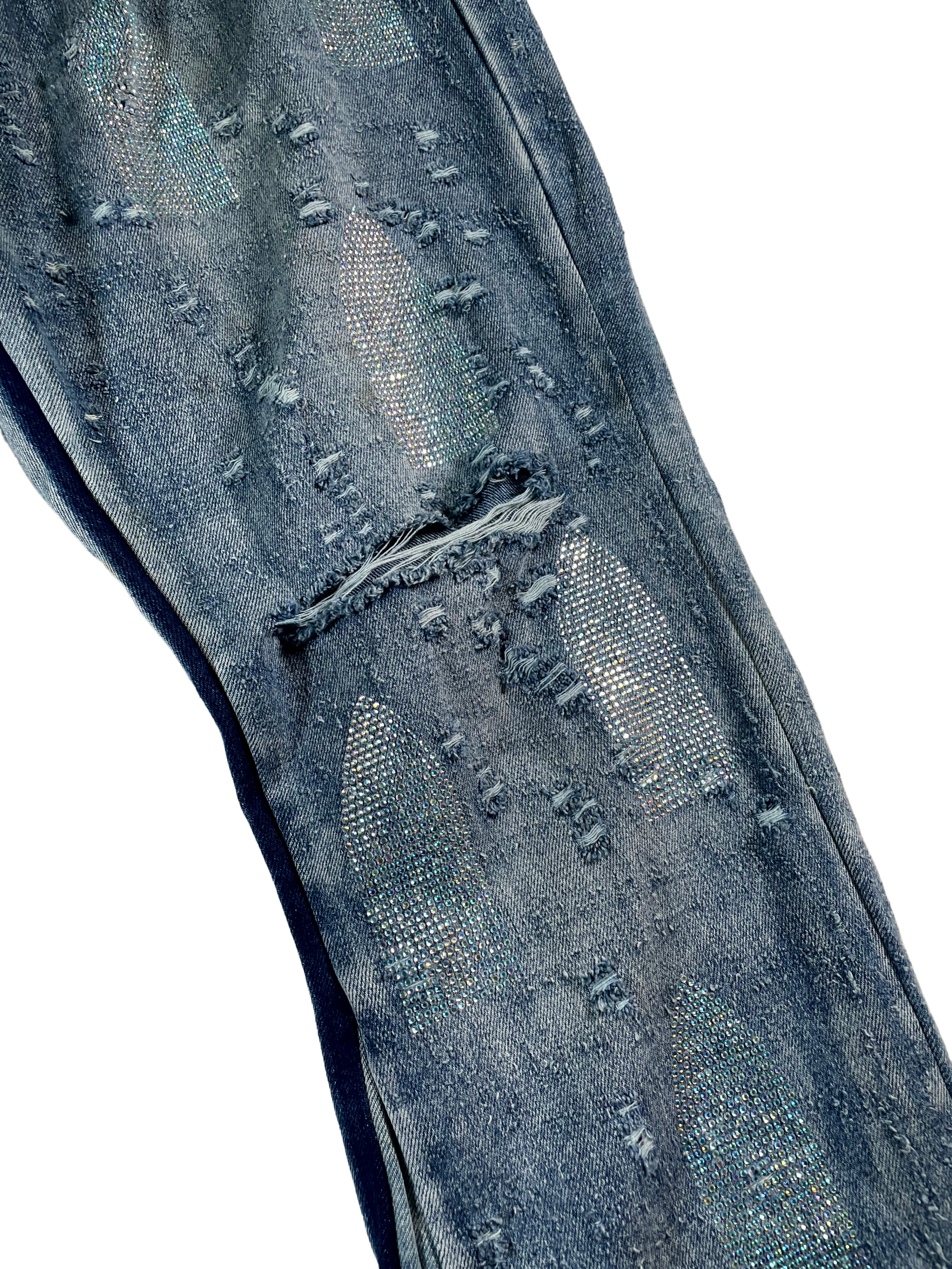 Who Decides War Rhinestone Washed Cemetery Light Wash Jeans