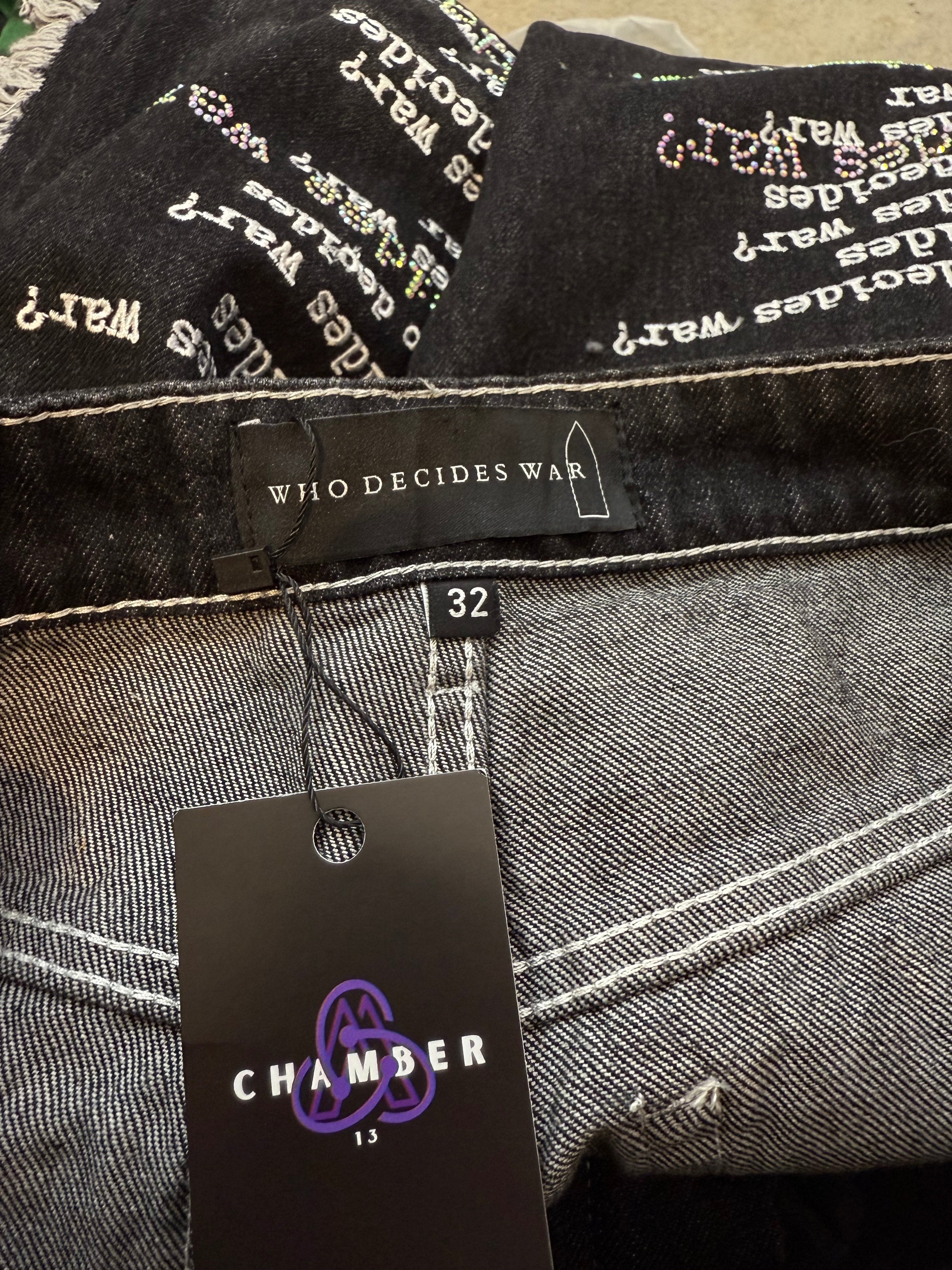 WDW Rhinestone Scripture Black Jeans