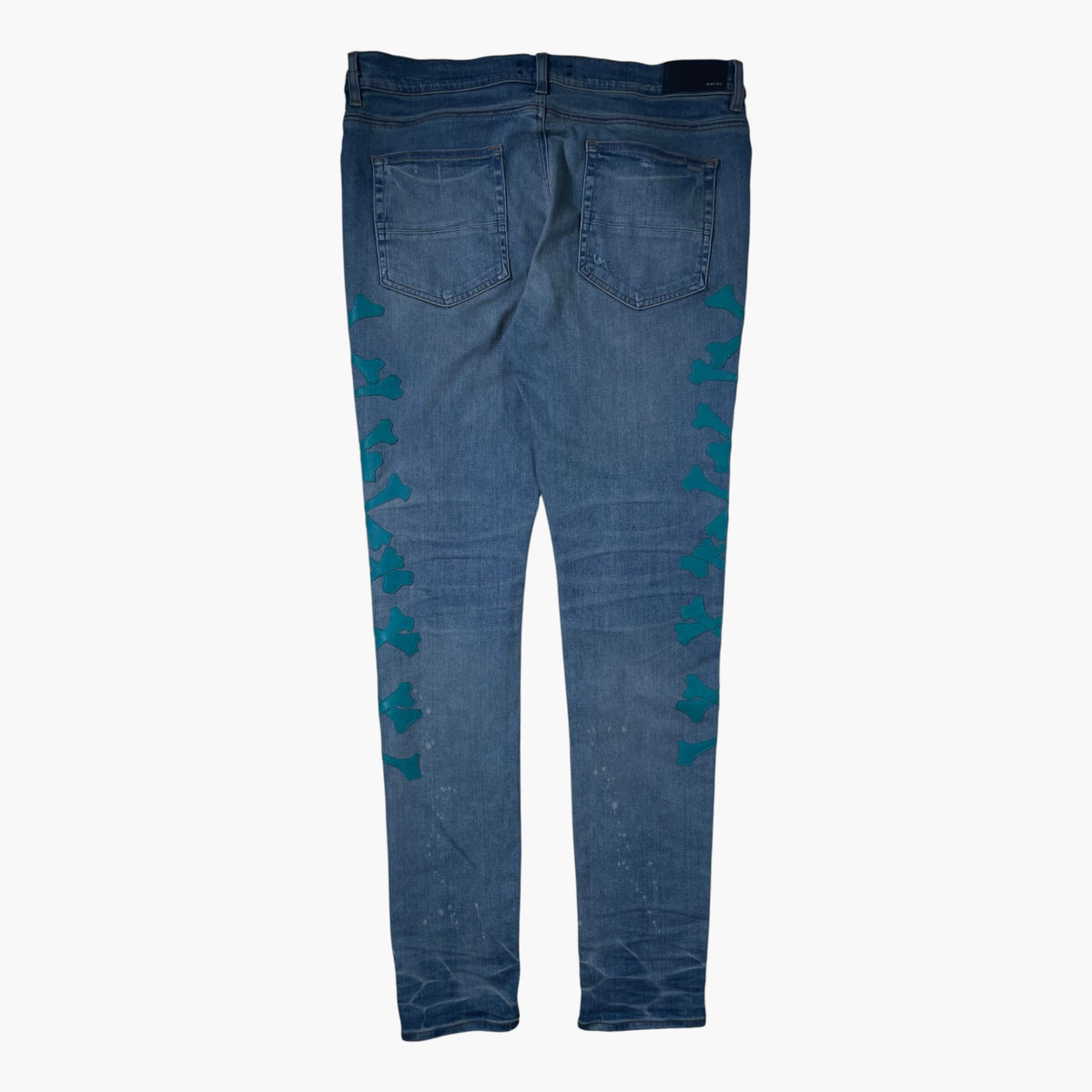Amiri Teal Bones Light Wash Jeans