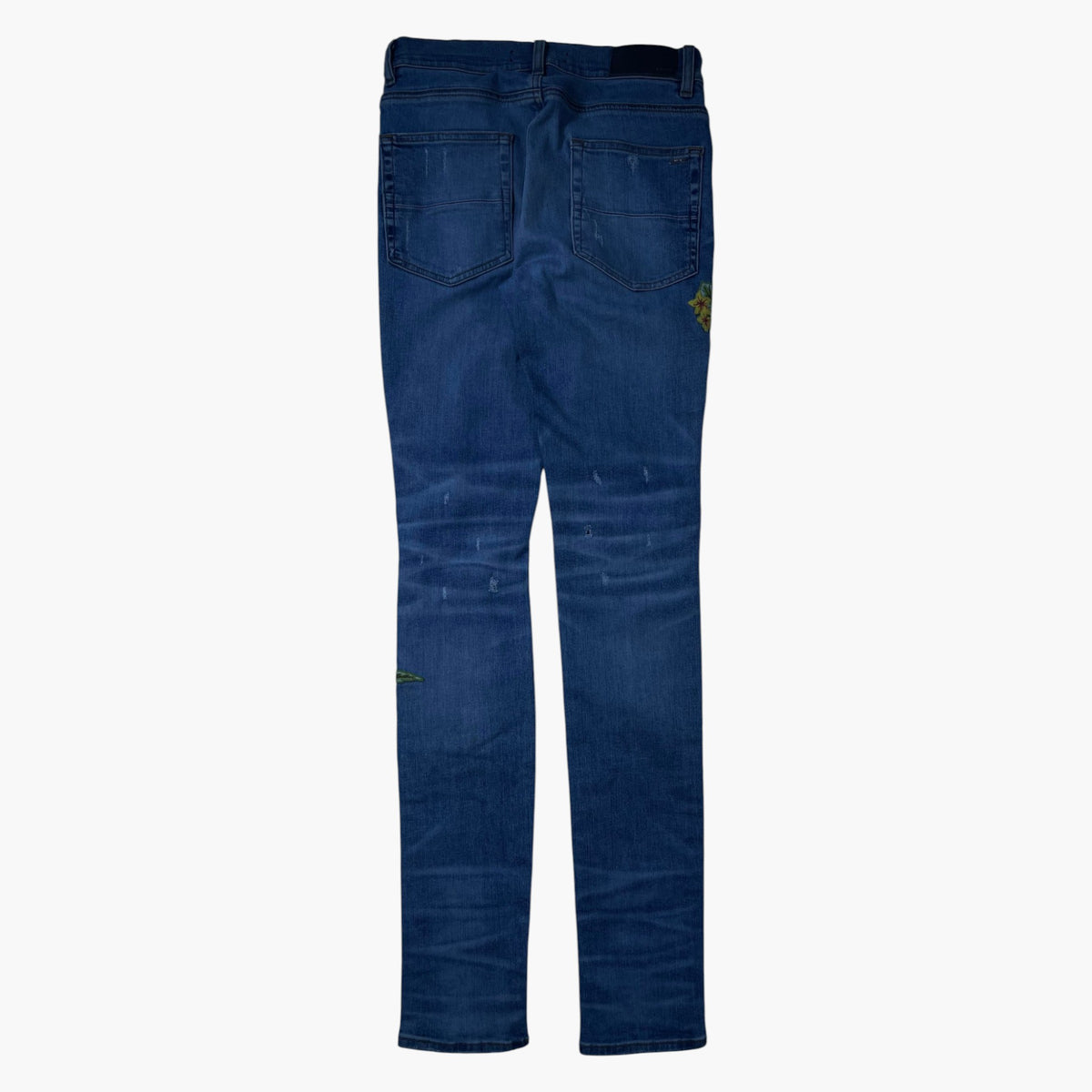 Amiri Patchwork Light Wash Floral Jeans