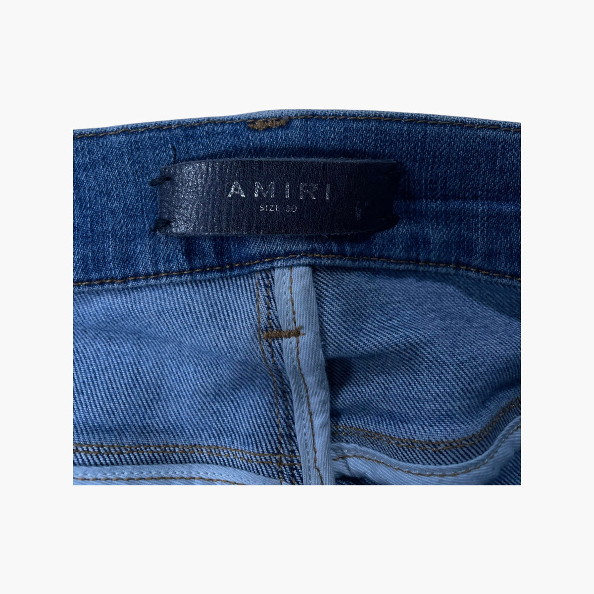 Amiri Patchwork Light Wash Floral Jeans