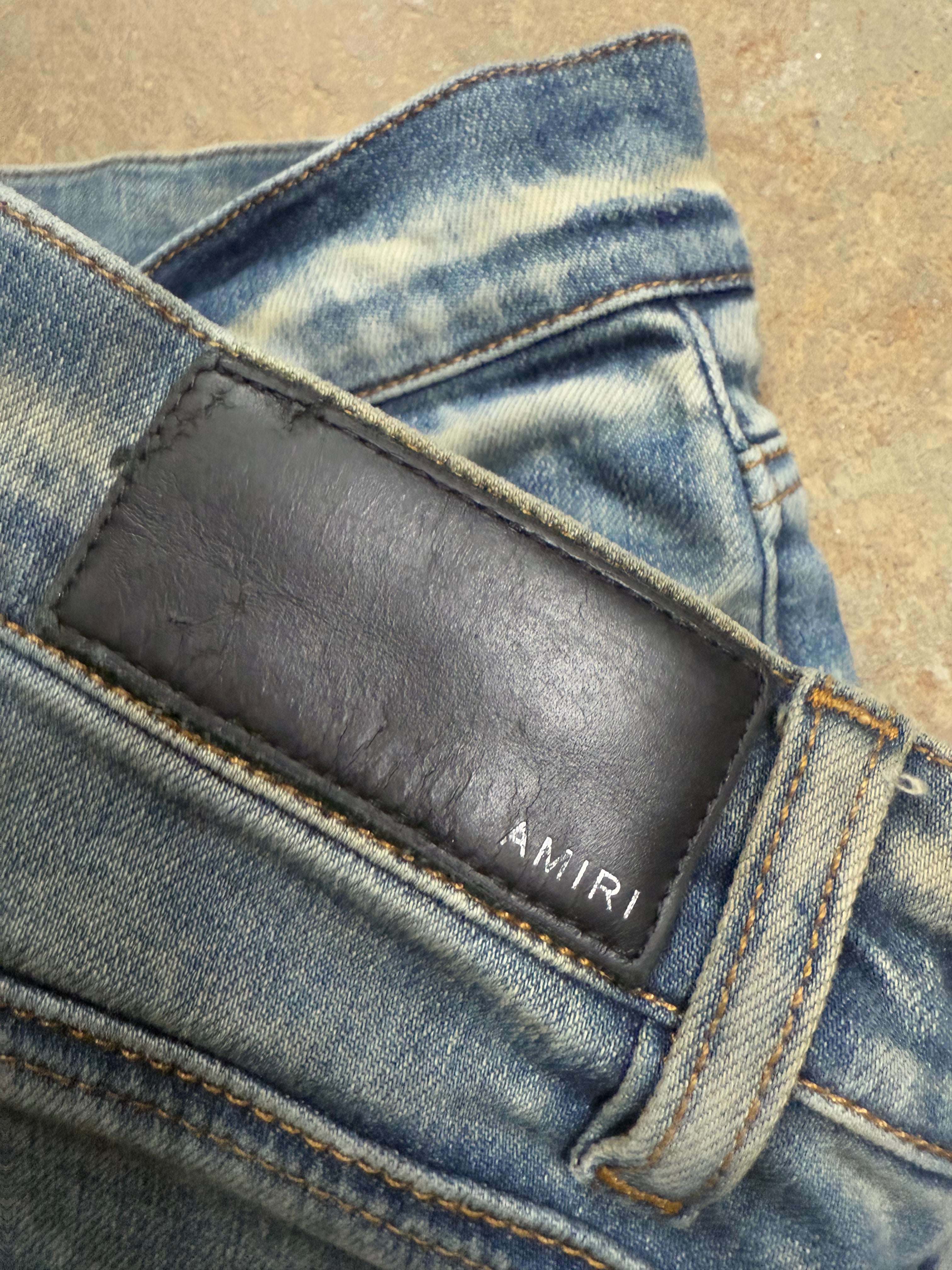 Amiri Age Wash Plain Knee Rip Jeans