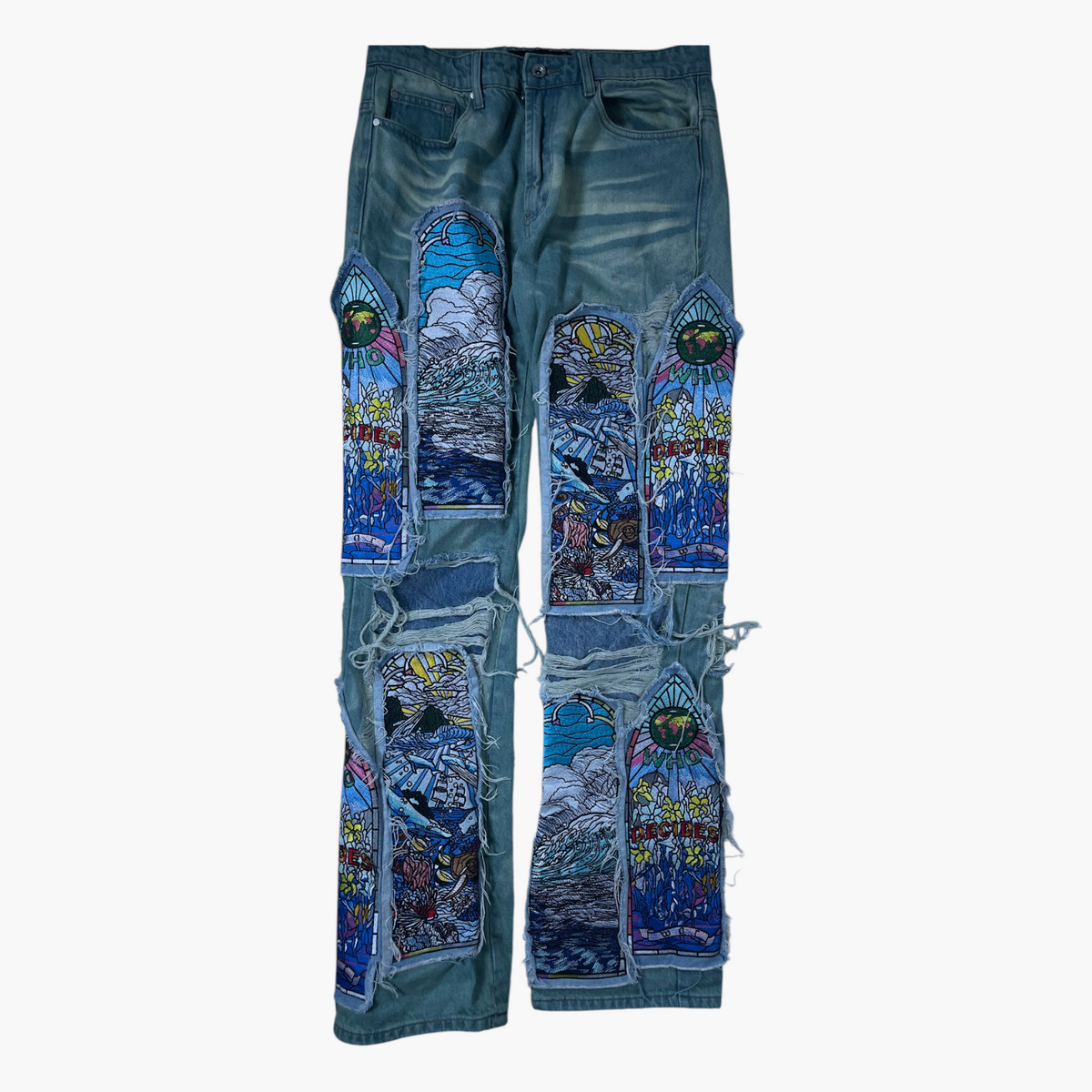 Who Decides War Waves Patch Jeans