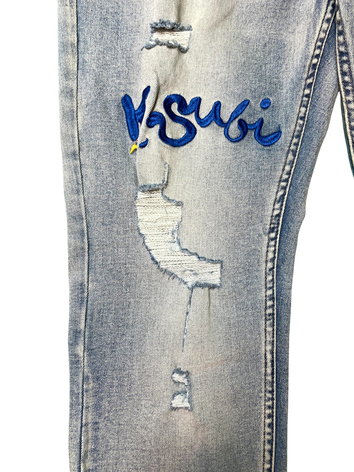 Ksubi "Multi Color Writing" Light Wash Blue Jeans