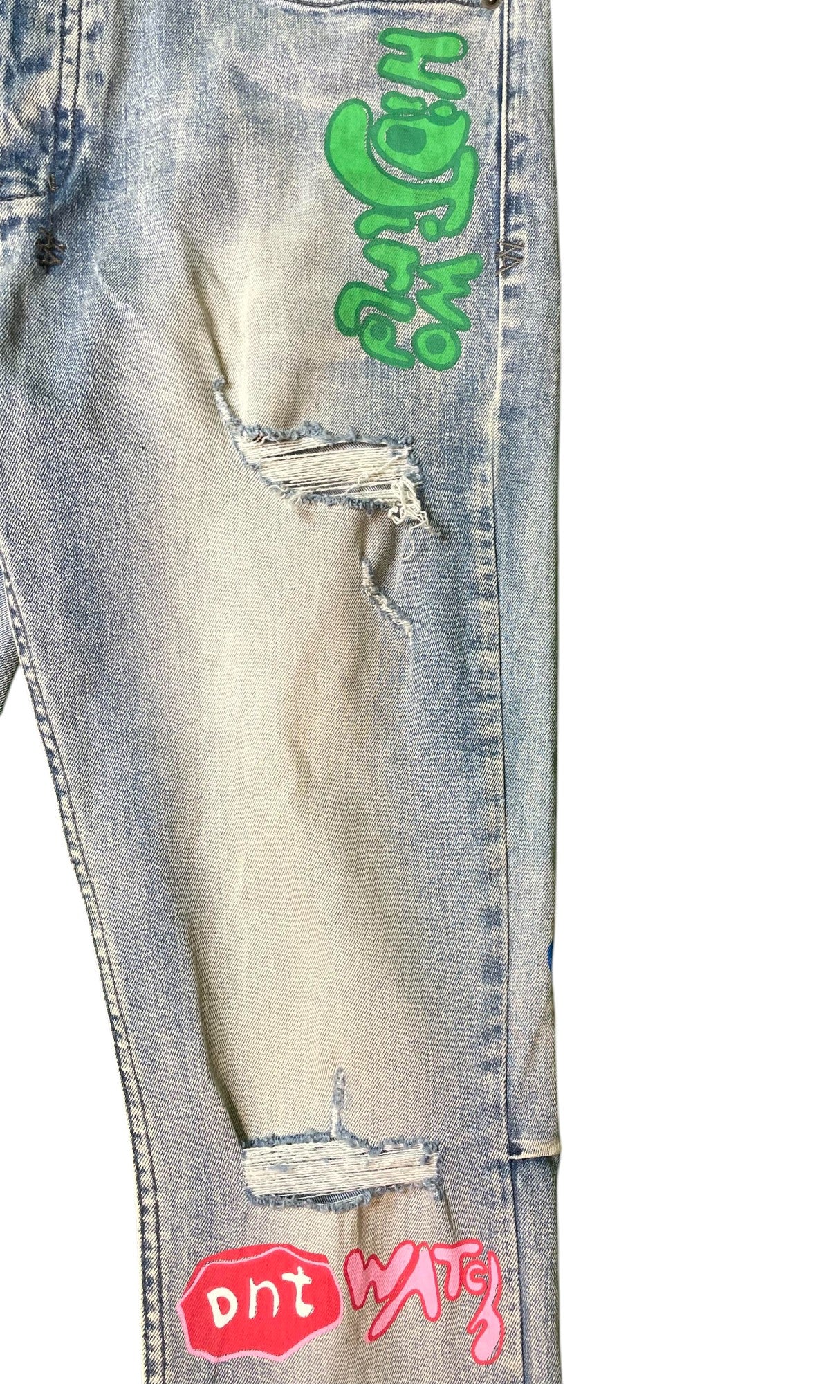 Ksubi "Multi Color Writing" Light Wash Blue Jeans