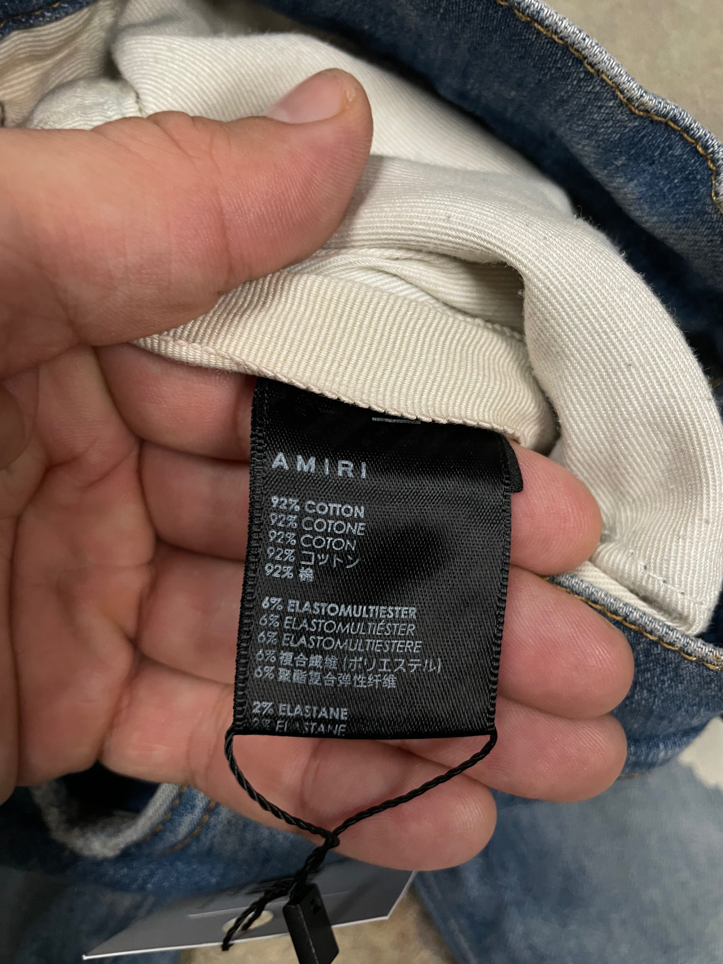 Amiri Floral Thrasher Cream Light Wash Jeans