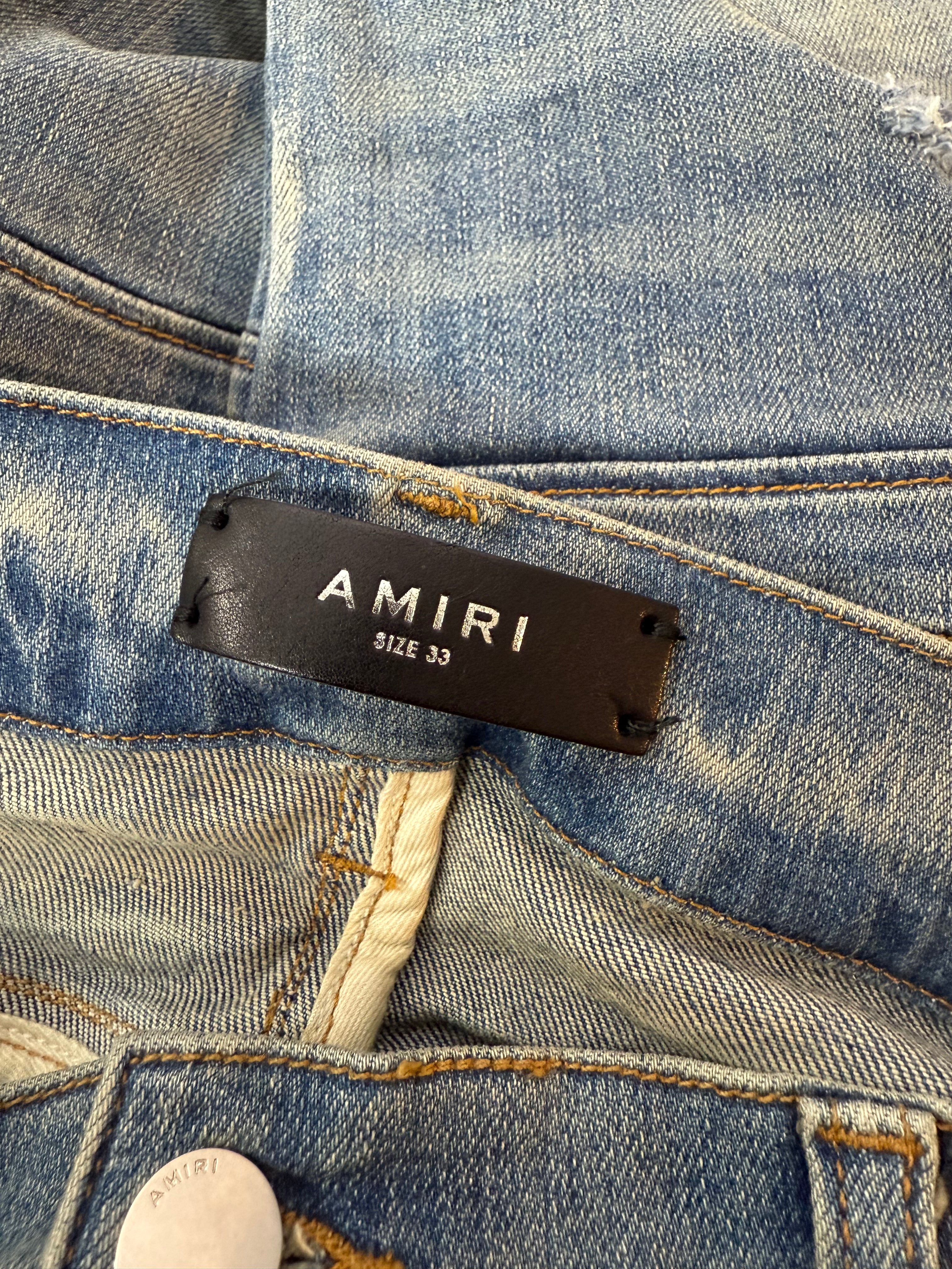Amiri MX2 Light Wash Yellow Patch Blue Jeans