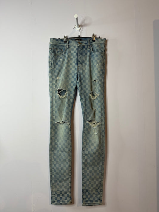 Amiri Checkered Blue Jean
