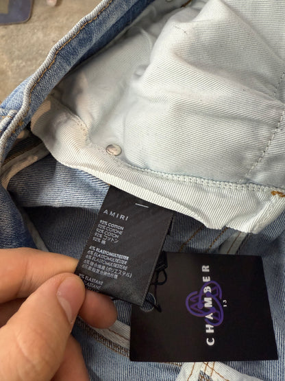 Amiri Light Wash Pink Logo Jeans