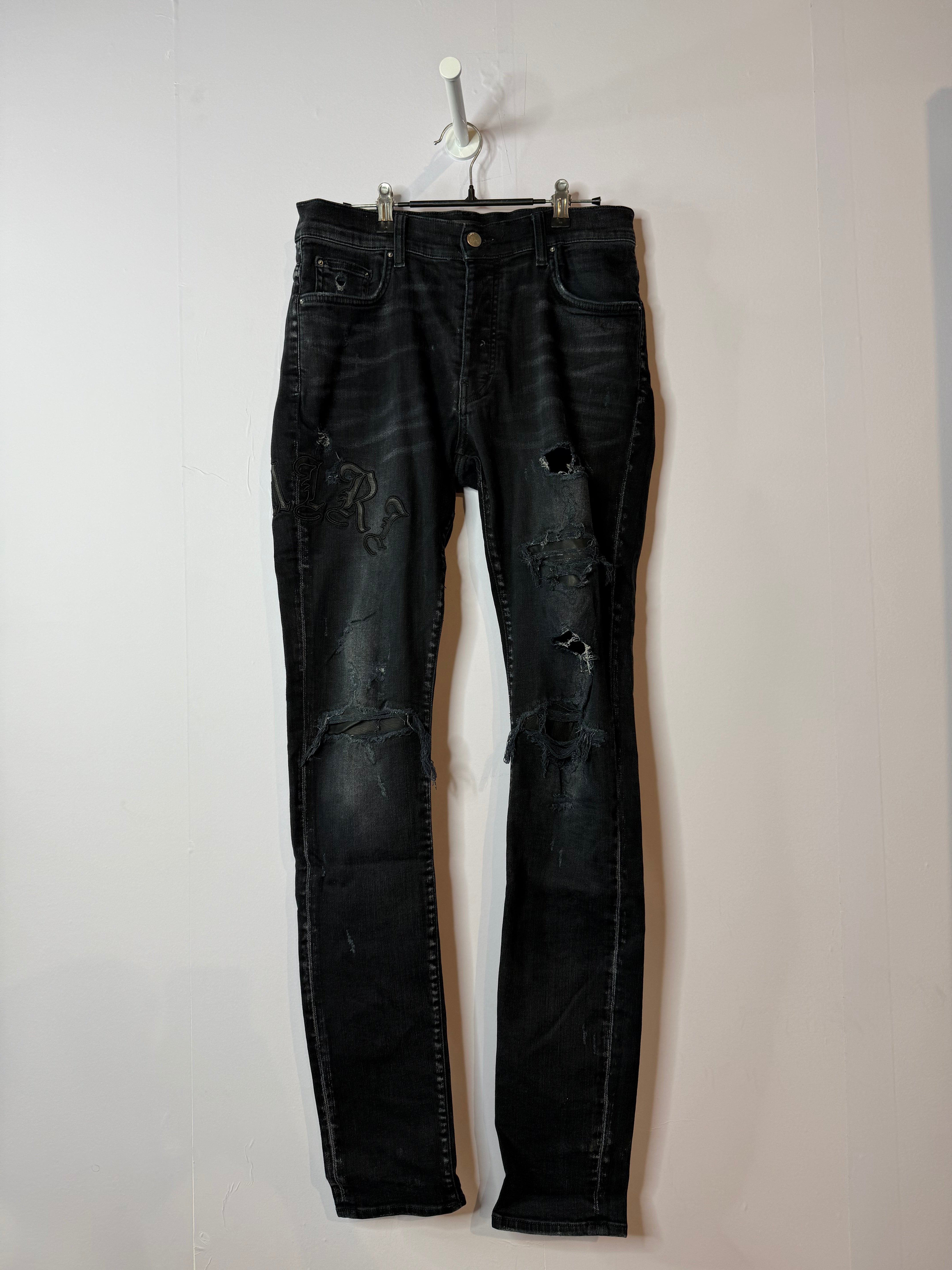 Amiri Old English Black Jeans