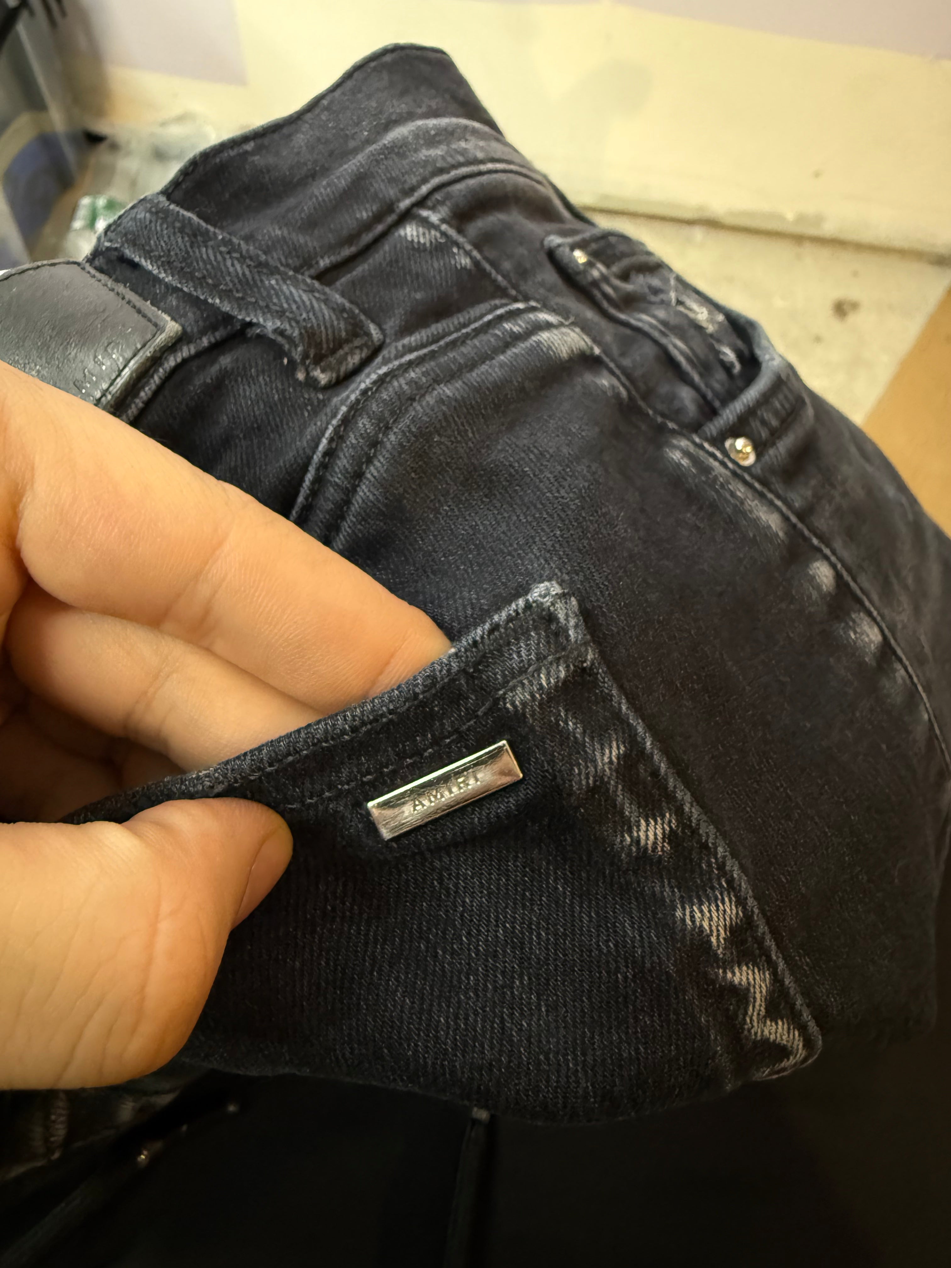 Amiri Old English Black Jeans