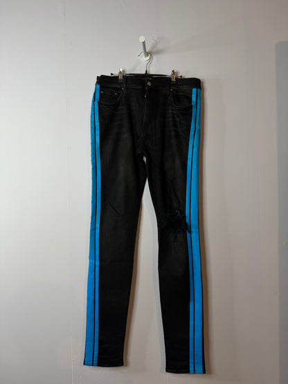 Amiri Black & Blue Stripe Jeans