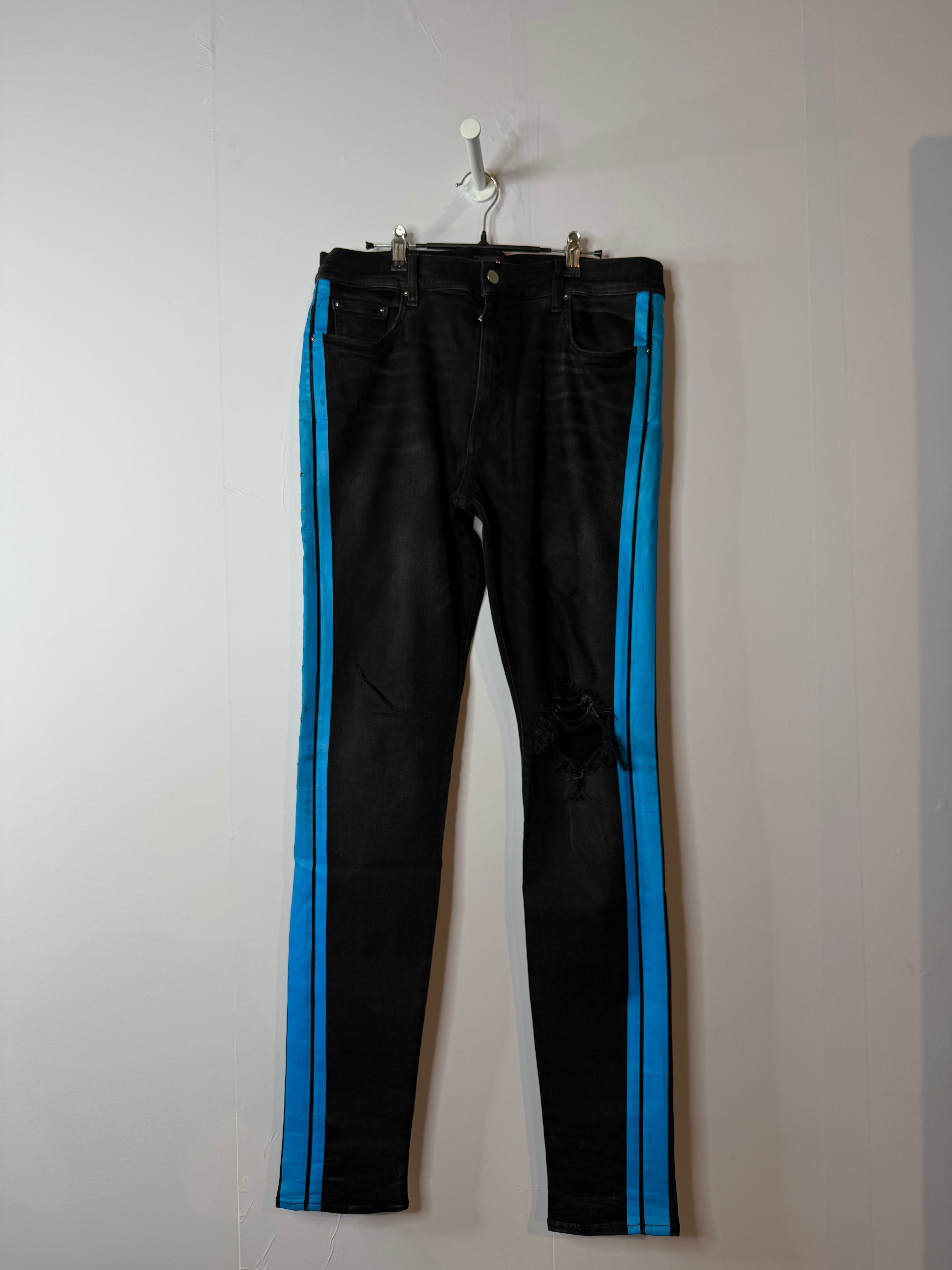 Amiri Black & Blue Stripe Jeans