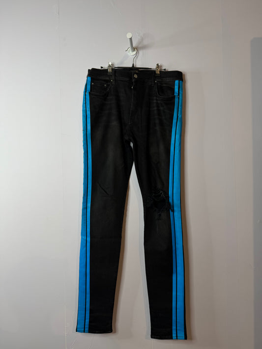 Amiri Black & Blue Stripe Jeans