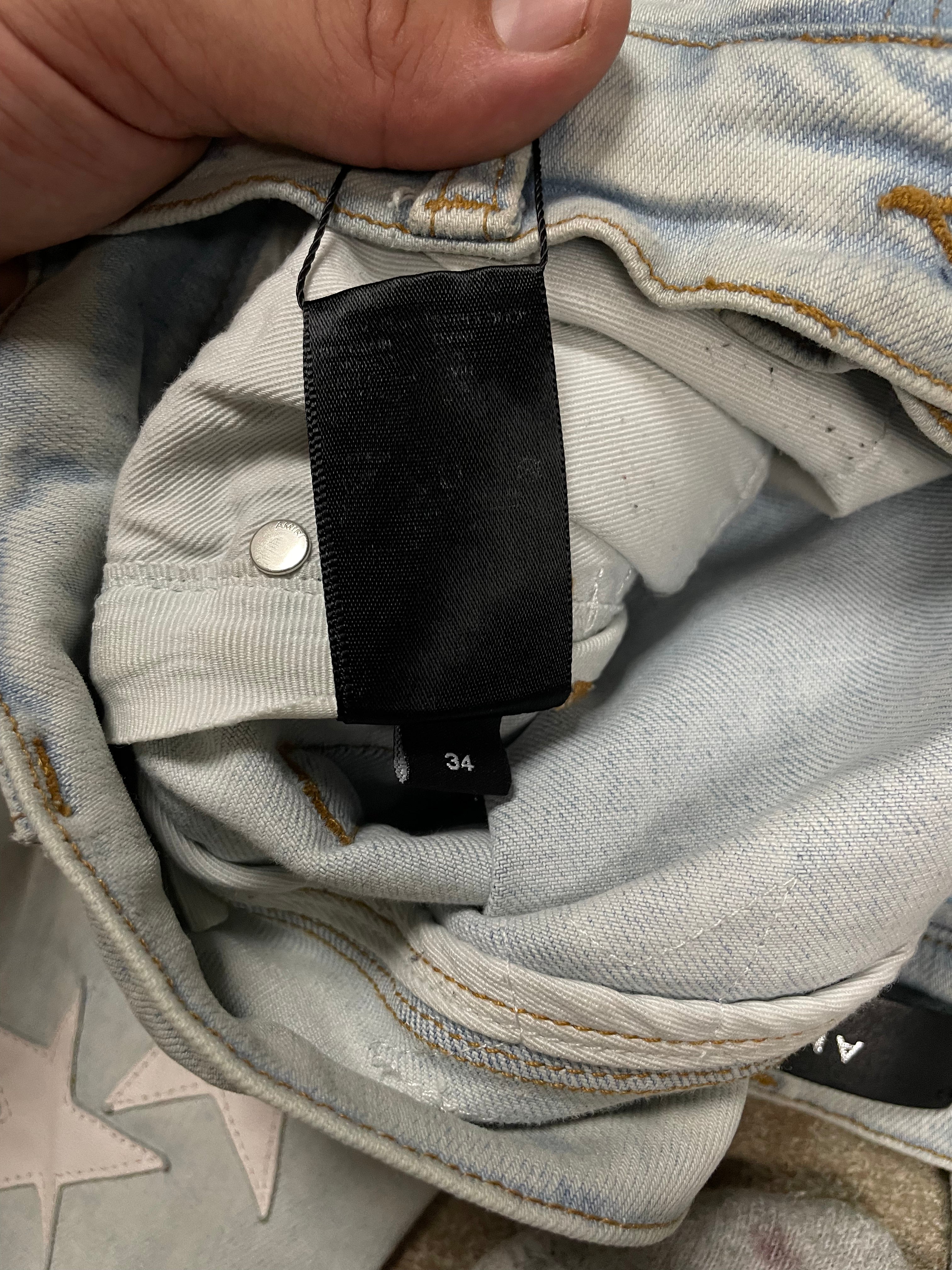 Amiri Chemist Light Wash White Stars Jeans