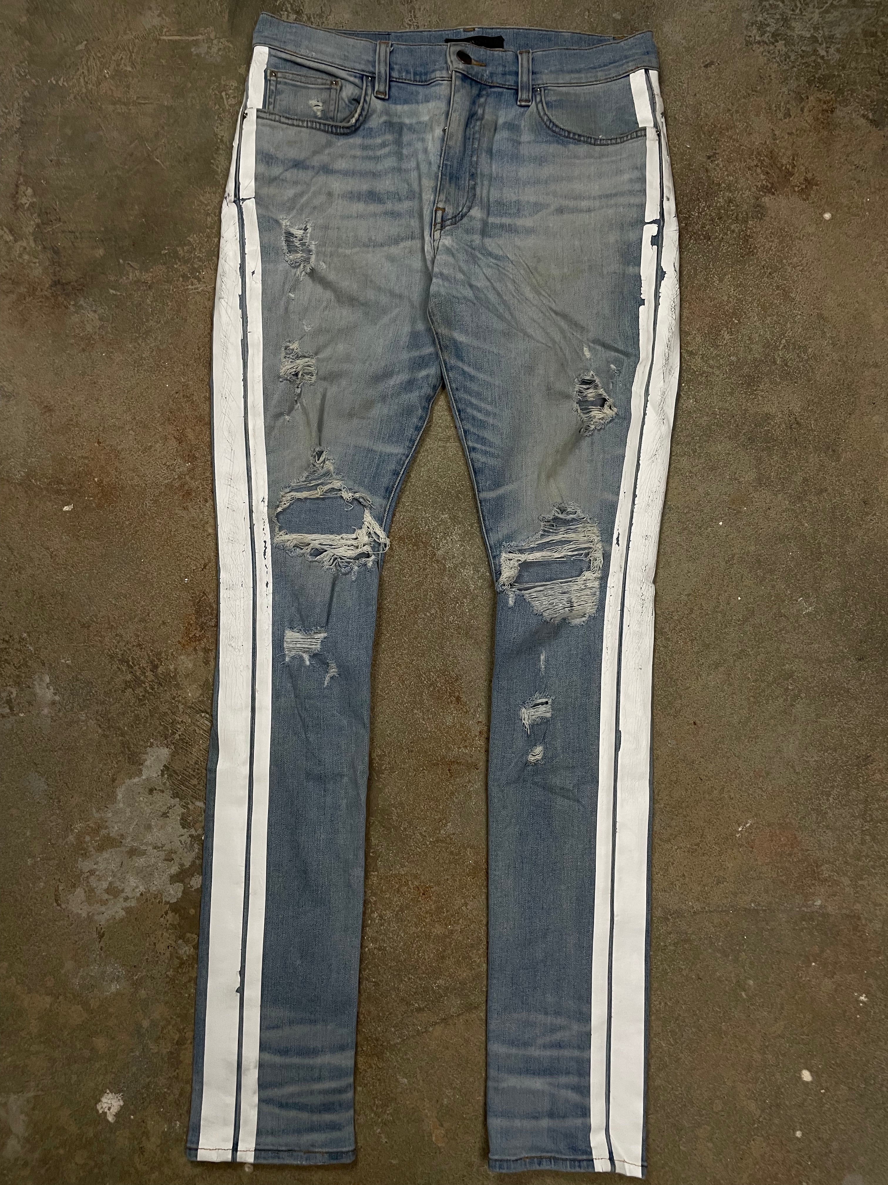 Amiri Jeans Light Wash White Stripe 33 Used