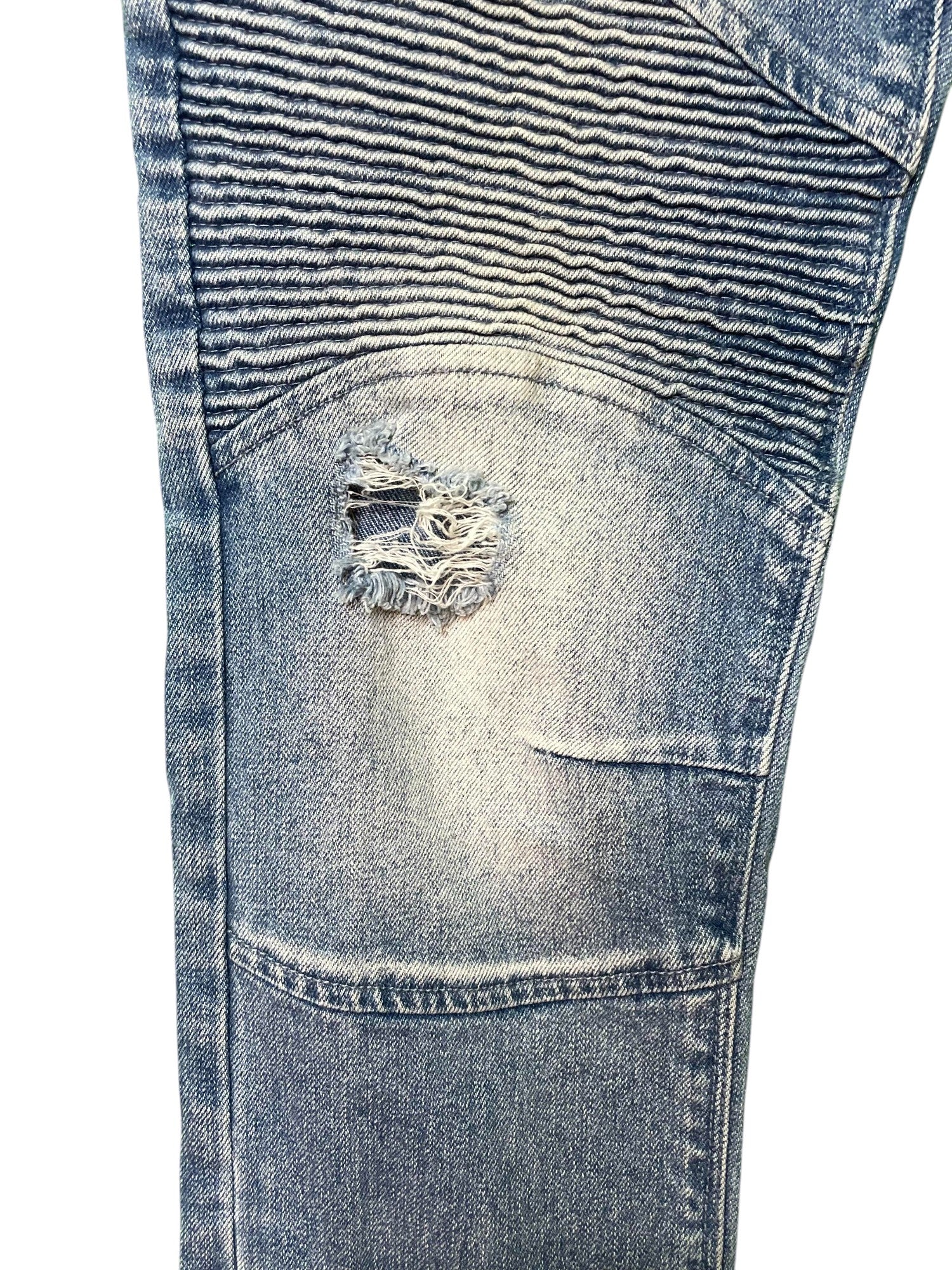 RTA Zipper Knee Patch Light Wash Blue Jeans