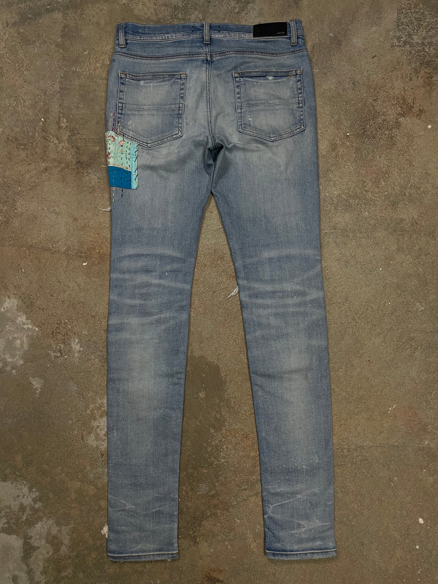 Amiri Jeans Patchwork Teal Used 32