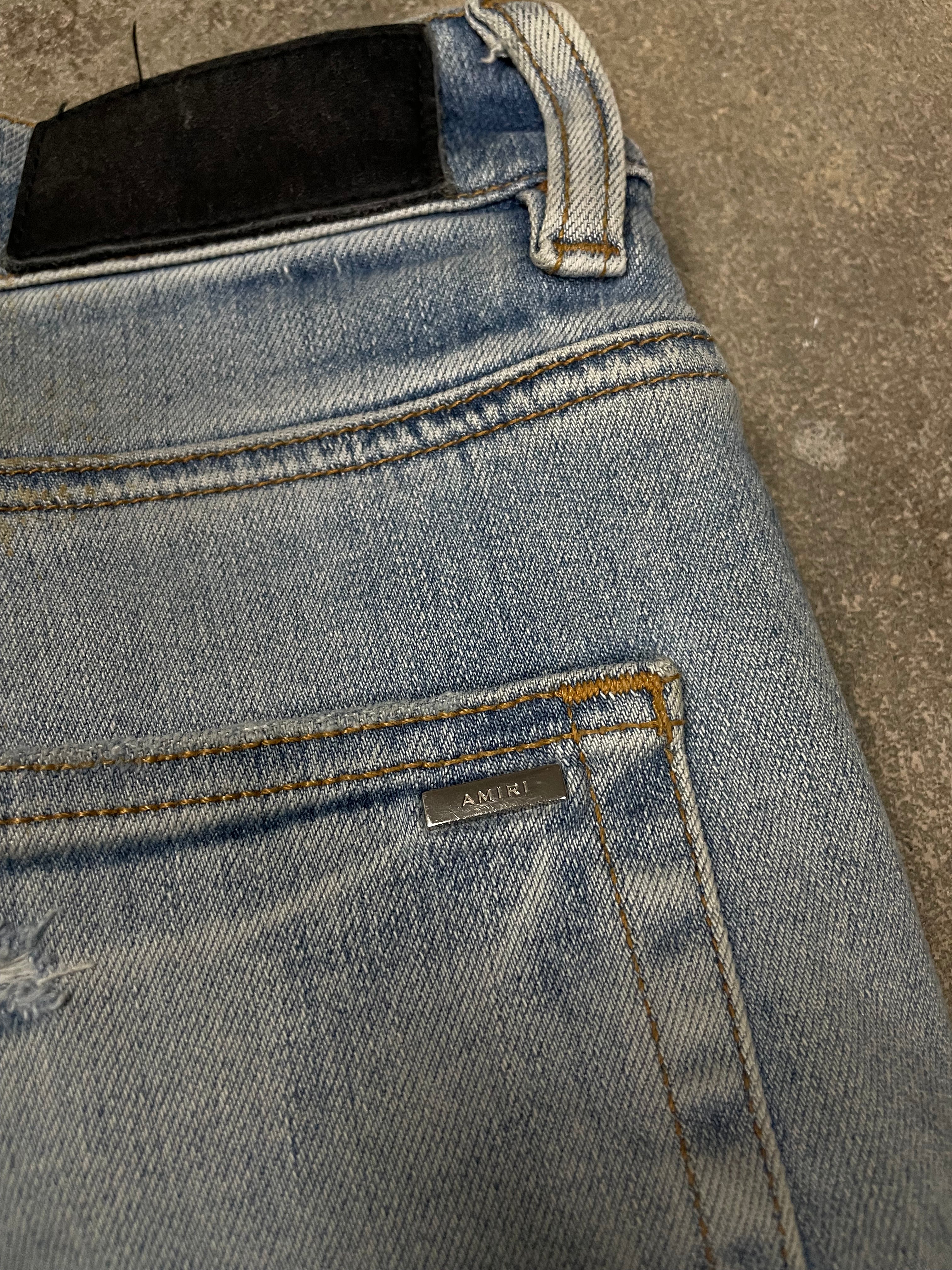 Amiri Patchwork Tye Dye Light Wash Jeans