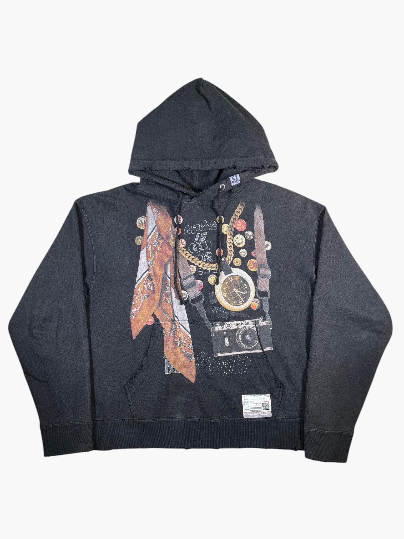 MMY Distressed Black Wash Hoodie