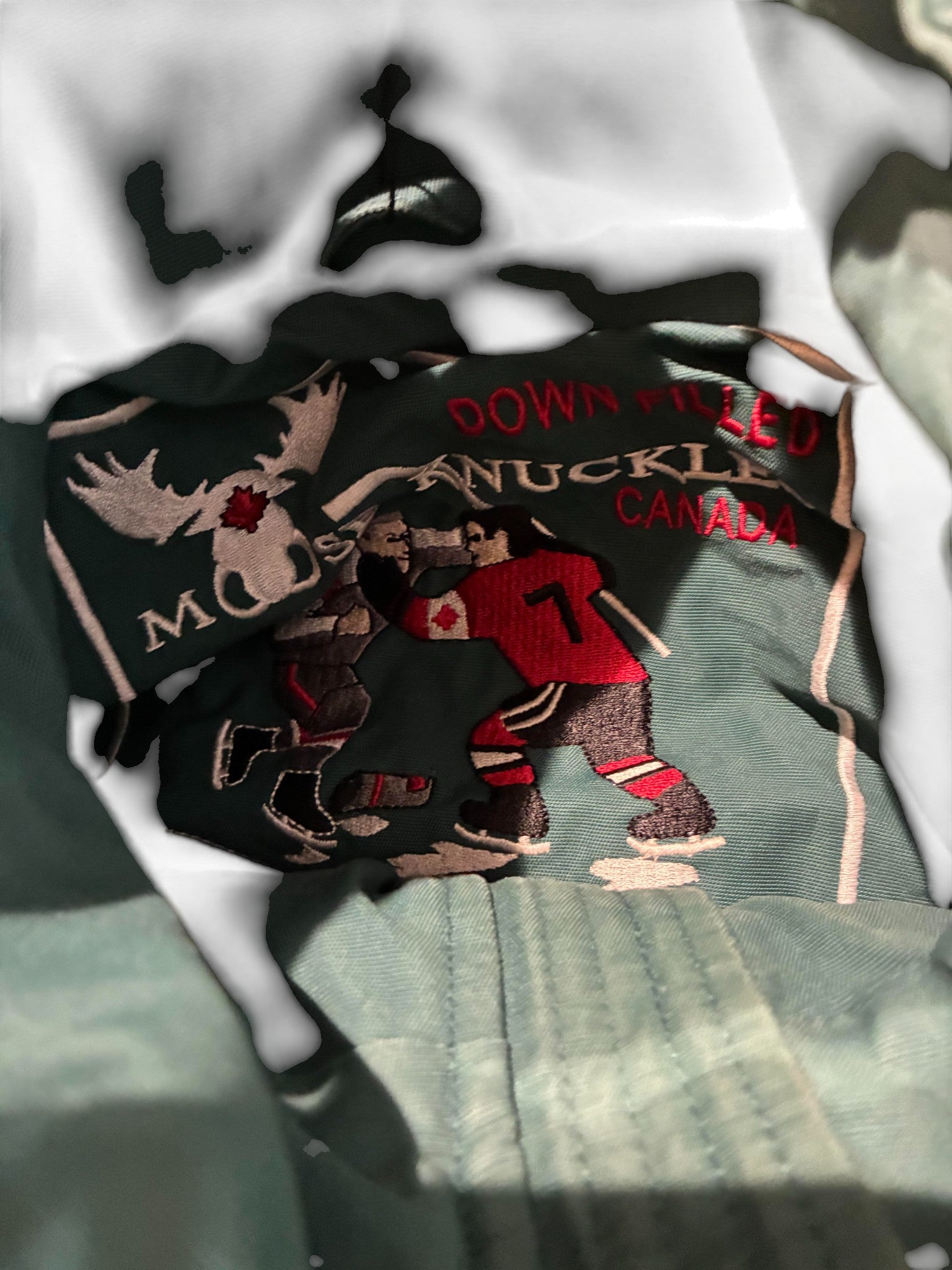Moose Knuckles 3Q Green & White Fur Jacket