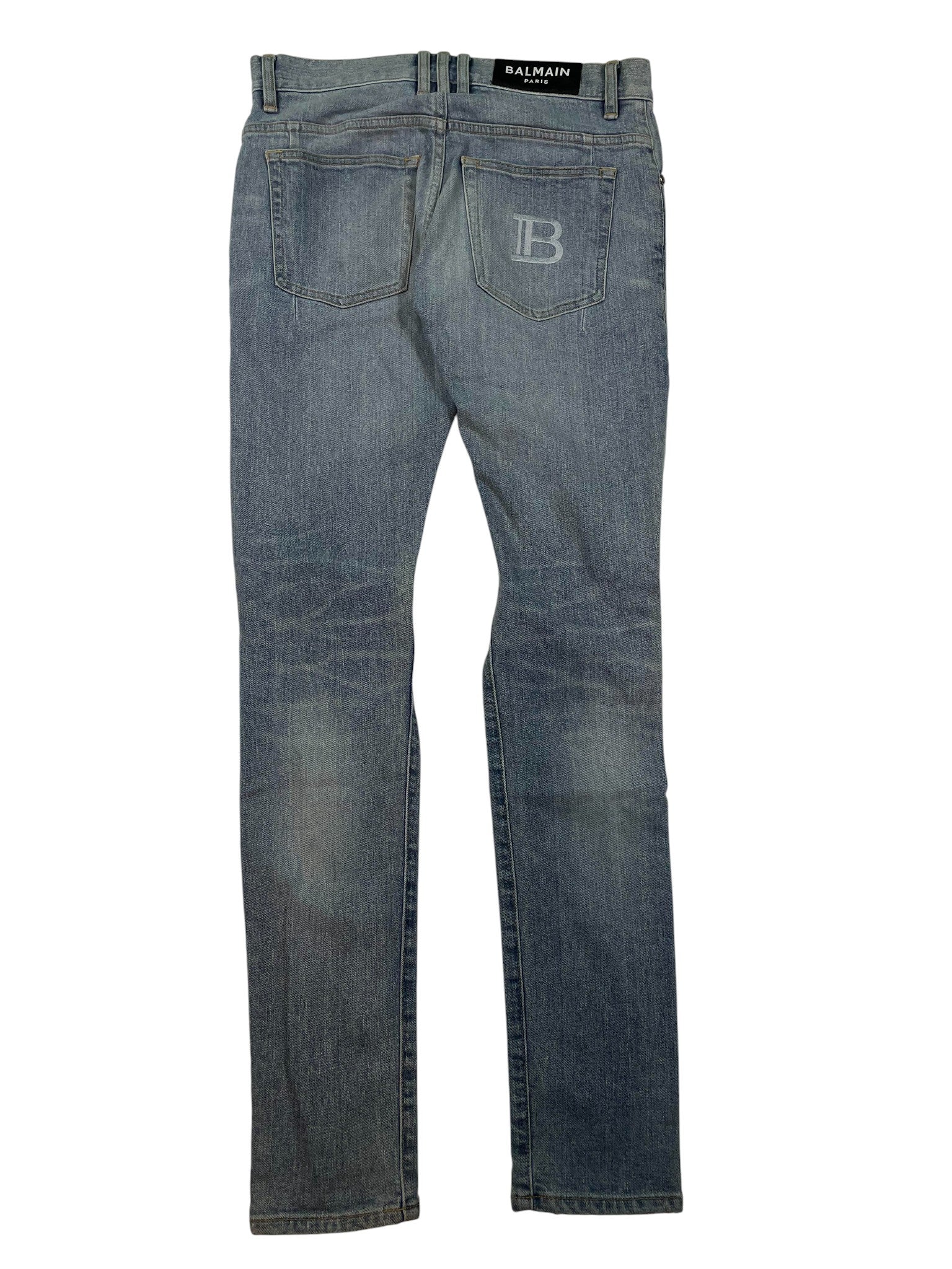 Balmain Light Wash Pocket Logo Jeans