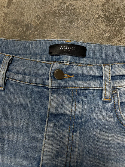 Amiri MX1 Light Wash Cheetah Patch 36 Used