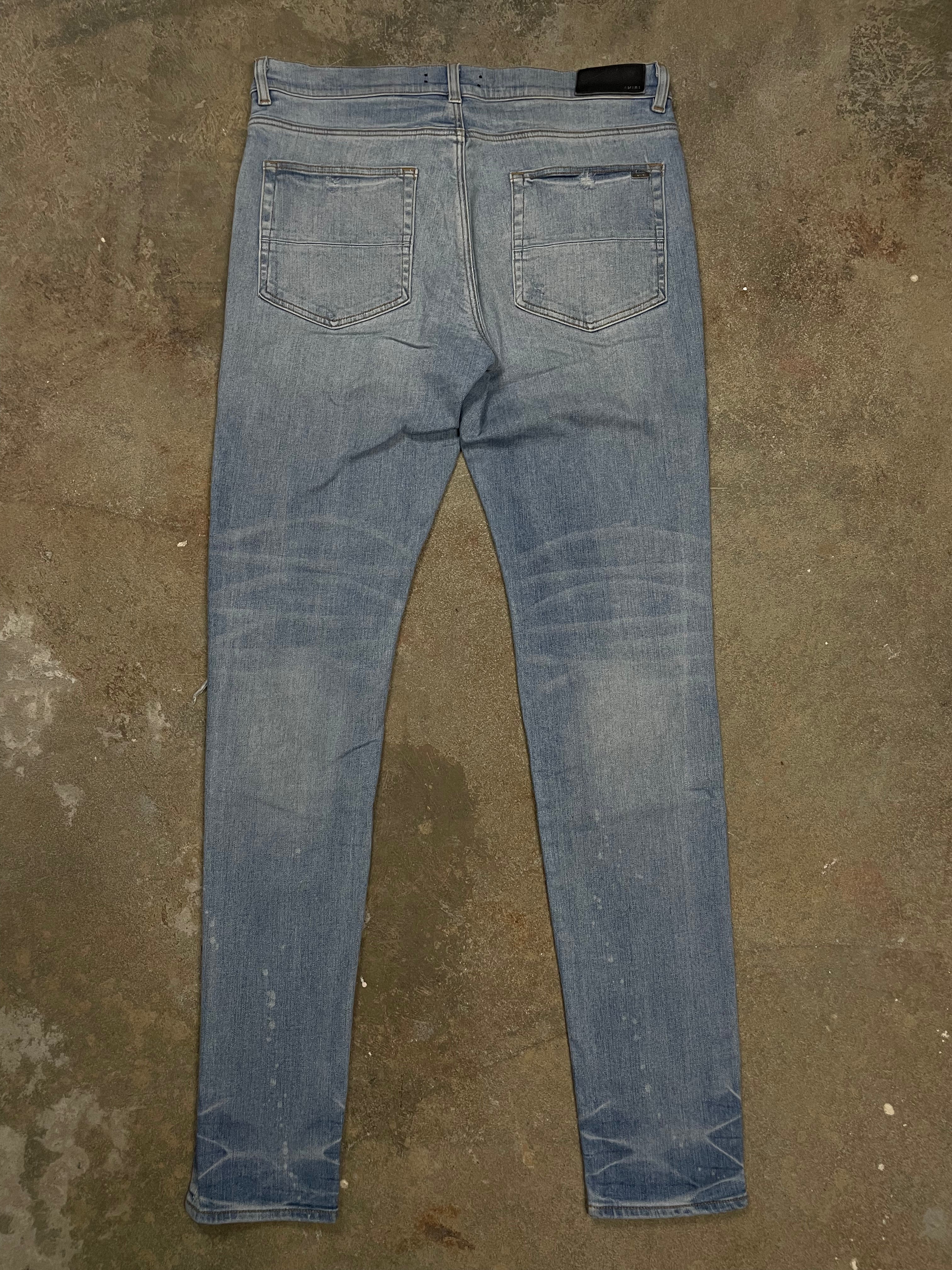 Amiri MX1 Light Wash Cheetah Patch Jeans