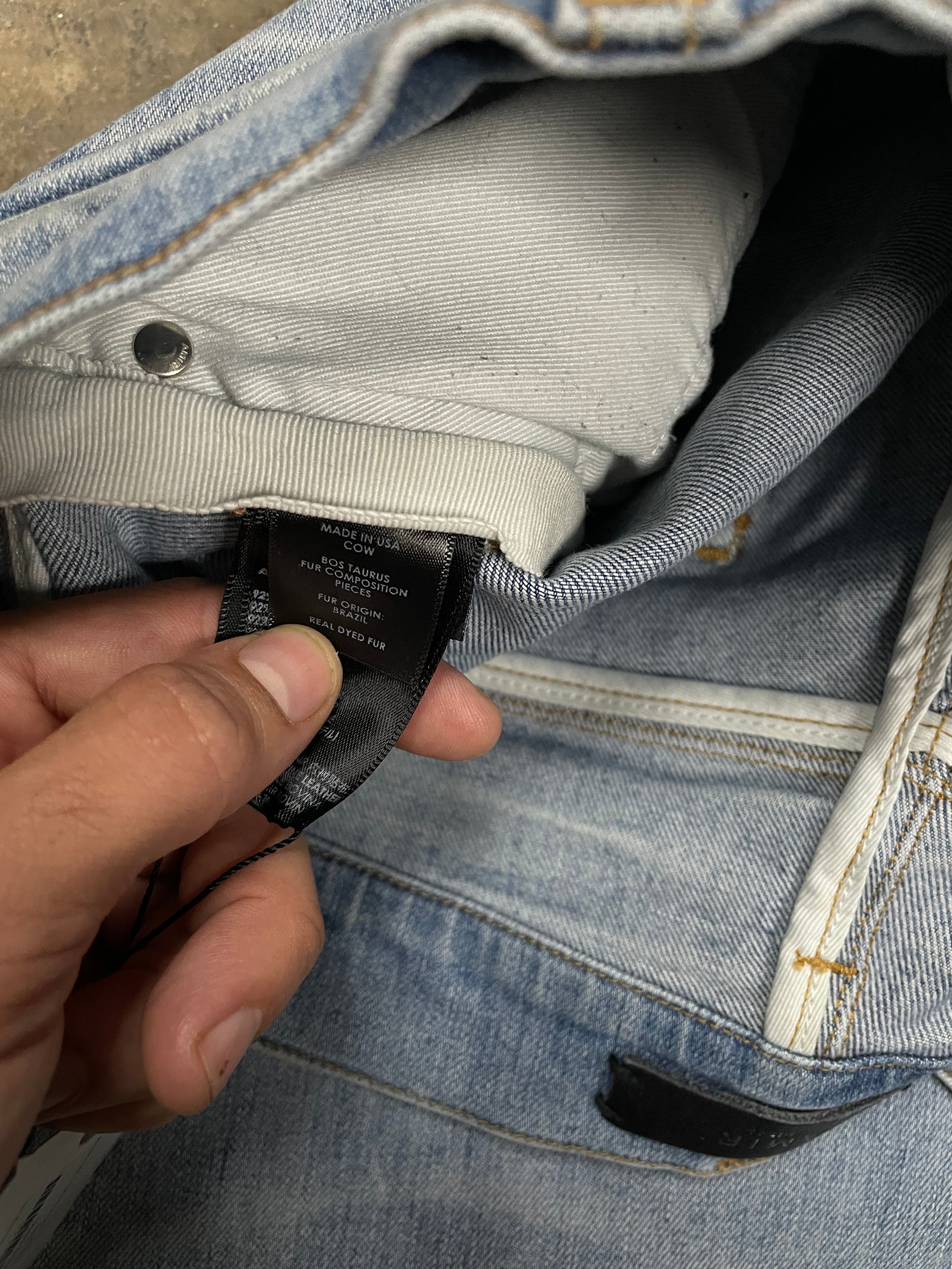 Amiri MX1 Light Wash Cheetah Patch Jeans