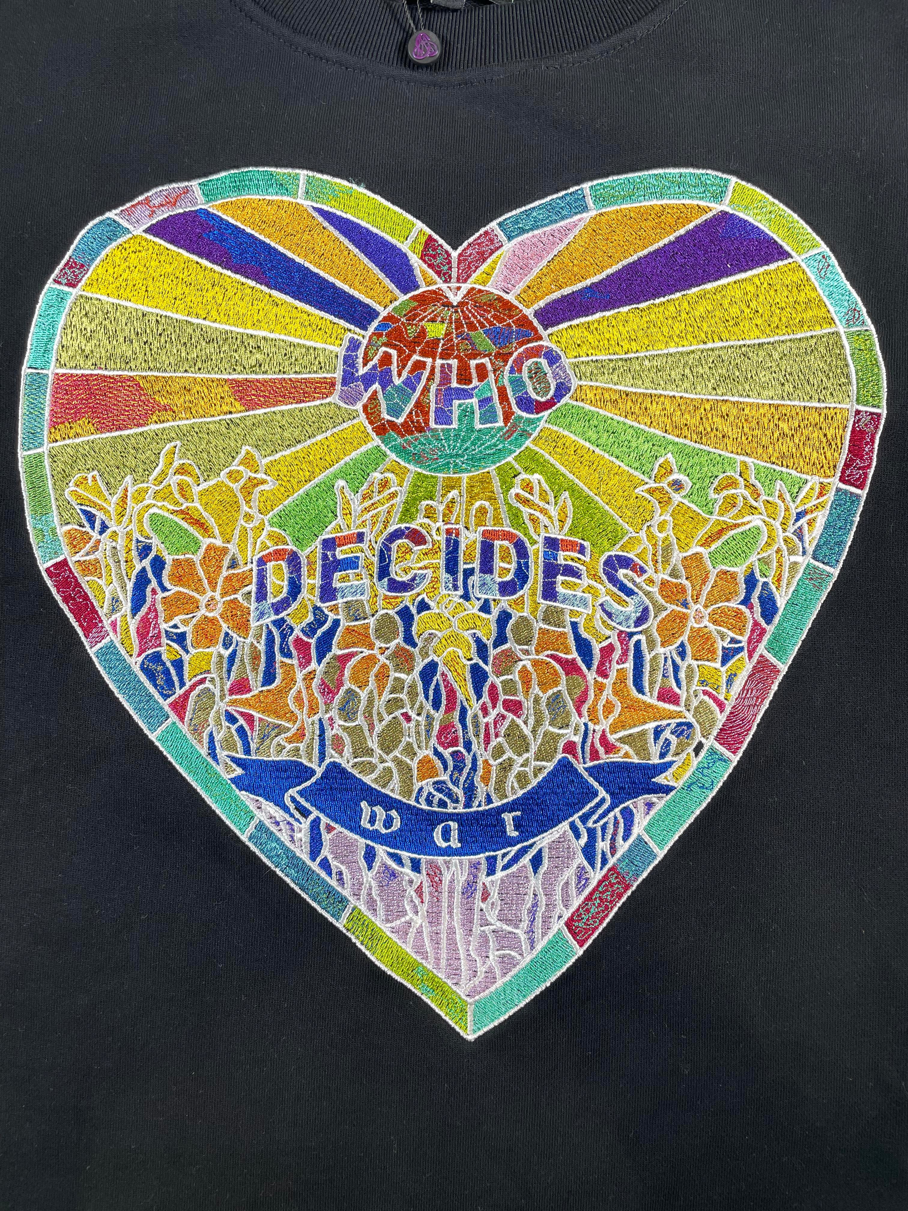 Who Decides War Stained Glass Heart Endearment Black Crewneck
