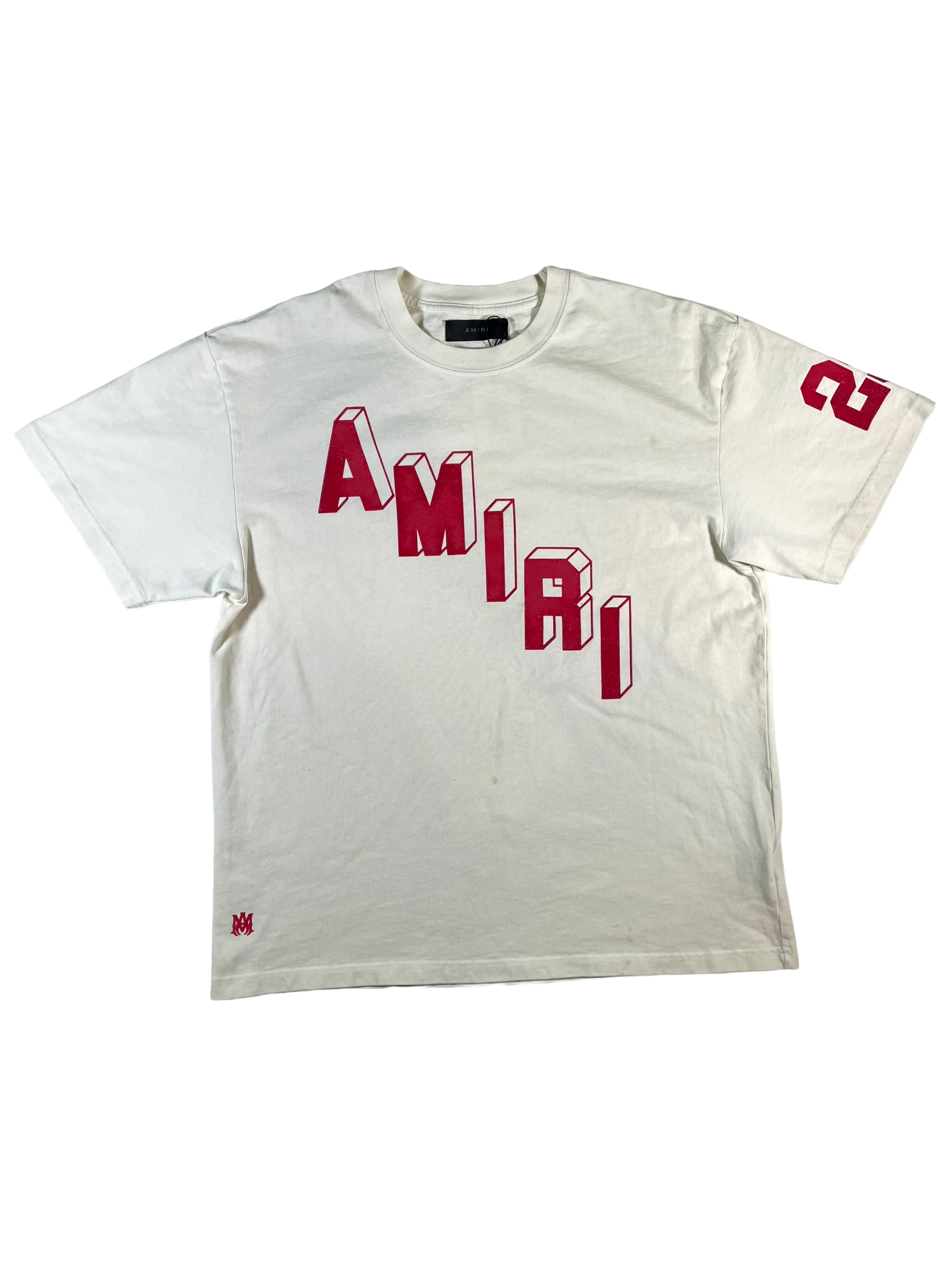 Amiri Staggered Cream & Red Tee