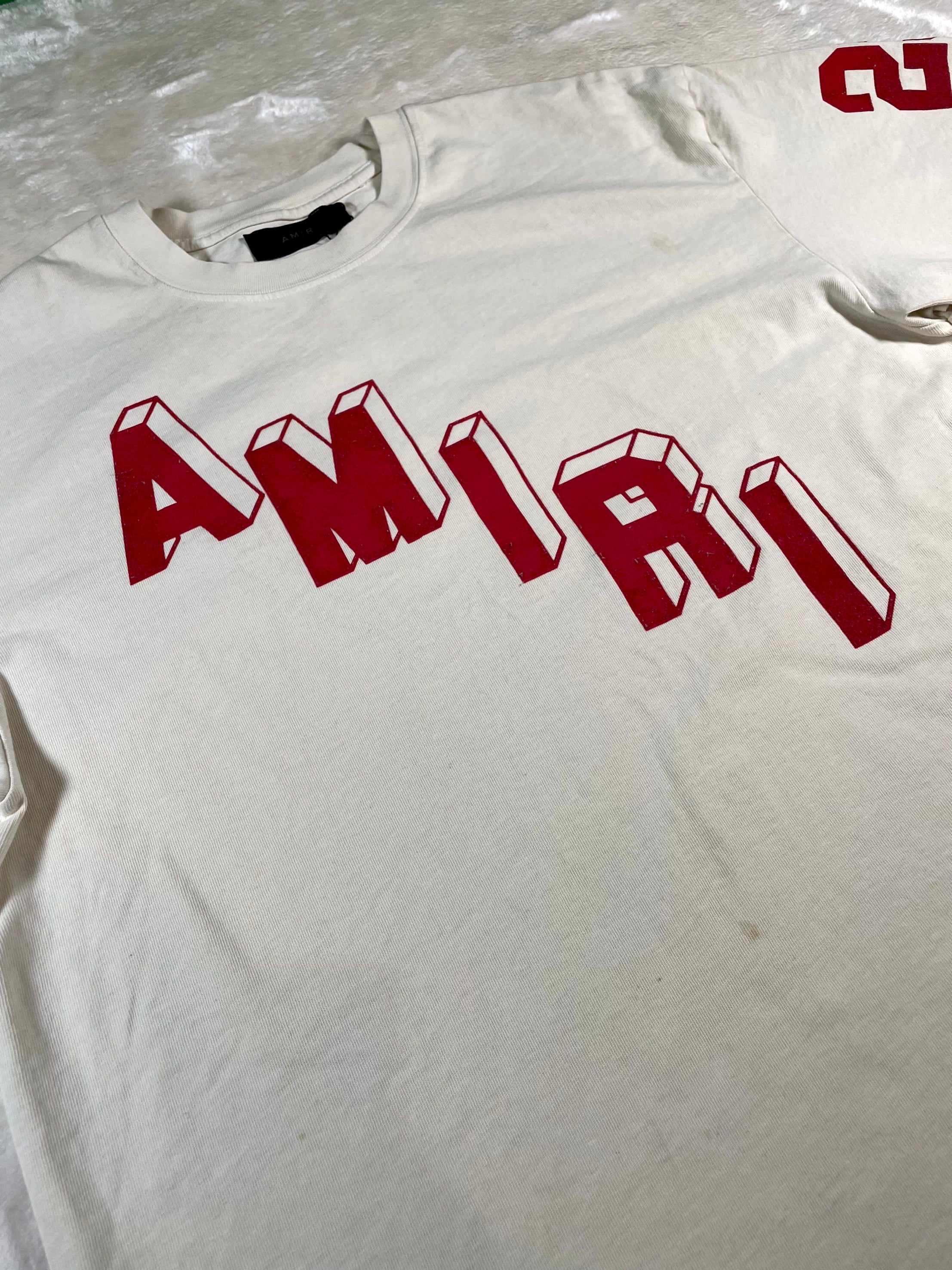 Amiri Staggered Cream & Red Tee