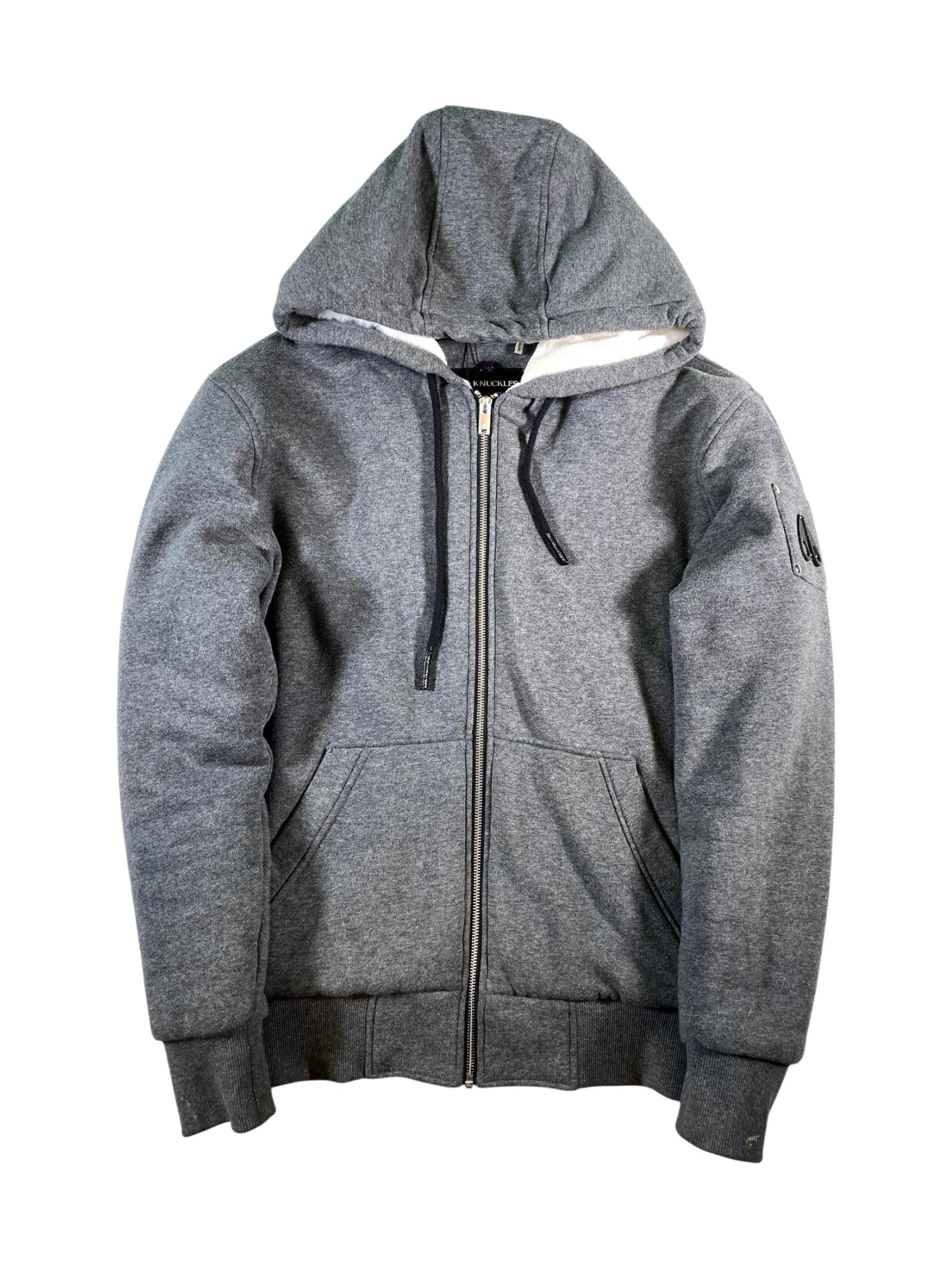 Moose Knuckles "Sherpa Fleece" Zip Up Grey Hoodie