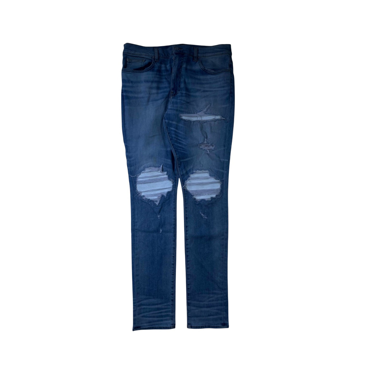Amiri "MX1" Leather Patch Light Wash & White Jeans
