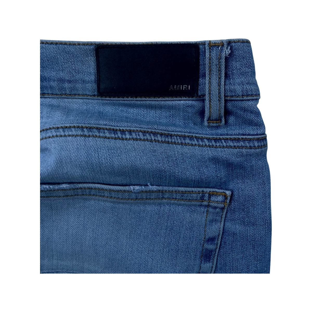 Amiri "MX1" Leather Patch Light Wash & White Jeans