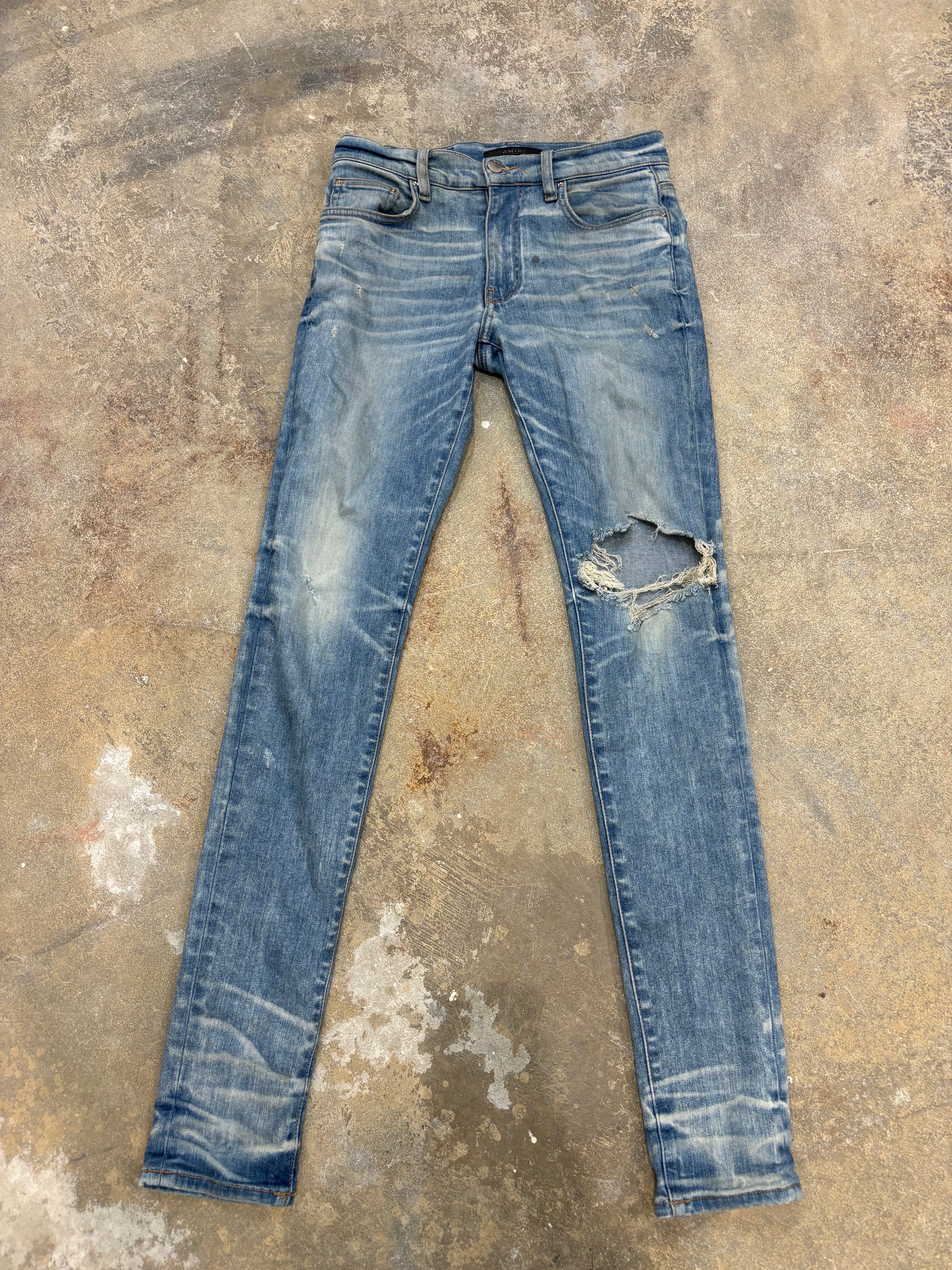 Amiri Jeans Light Wash Plain Thrasher Used 30