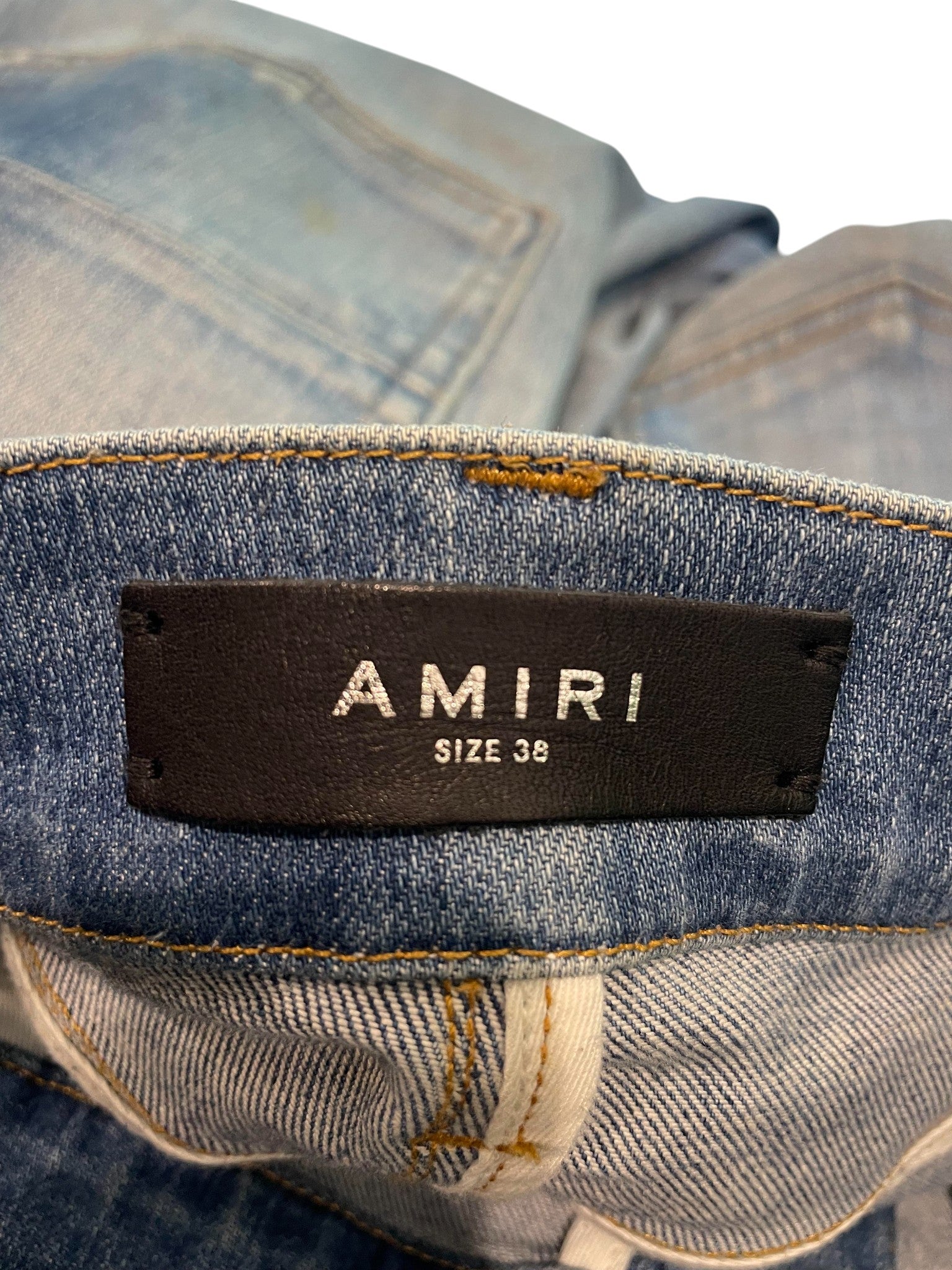 Amiri MX2 Light Wash Green Plaid Jeans