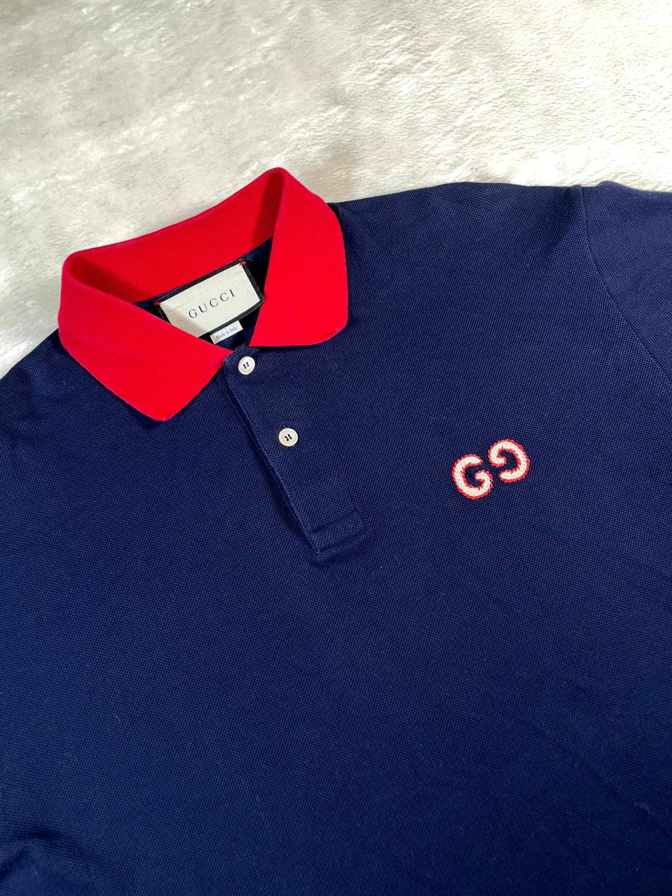 Gucci GG Polo Navy & Red T-Shirt