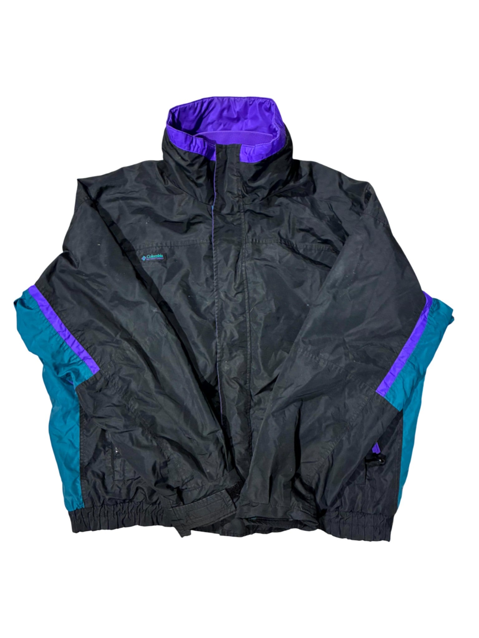 Columbia Bugaboo Windbreaker Black, Purple & Green Jacket
