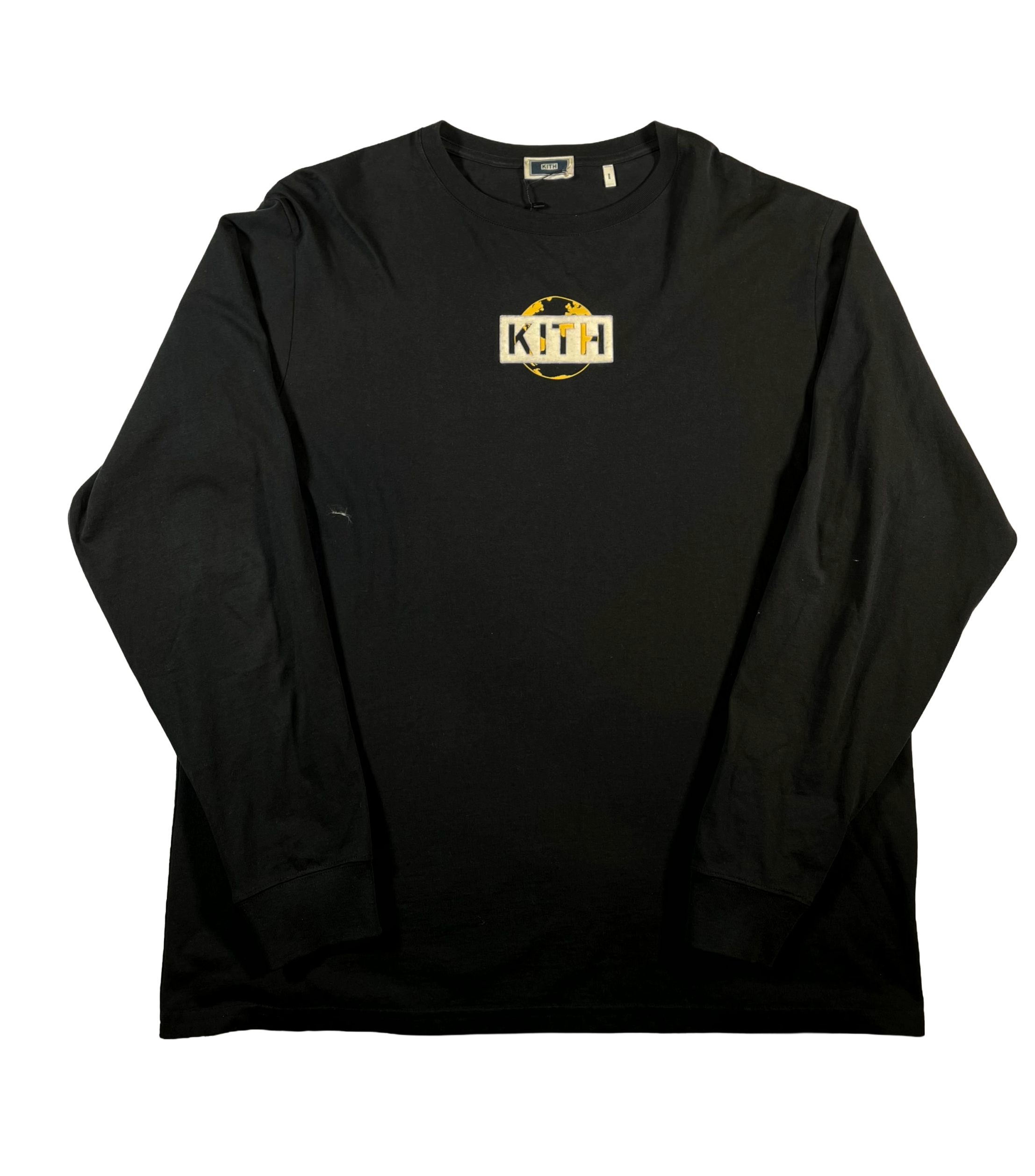 Kith World Box Logo Long Sleeve Black & Yellow T-Shirt