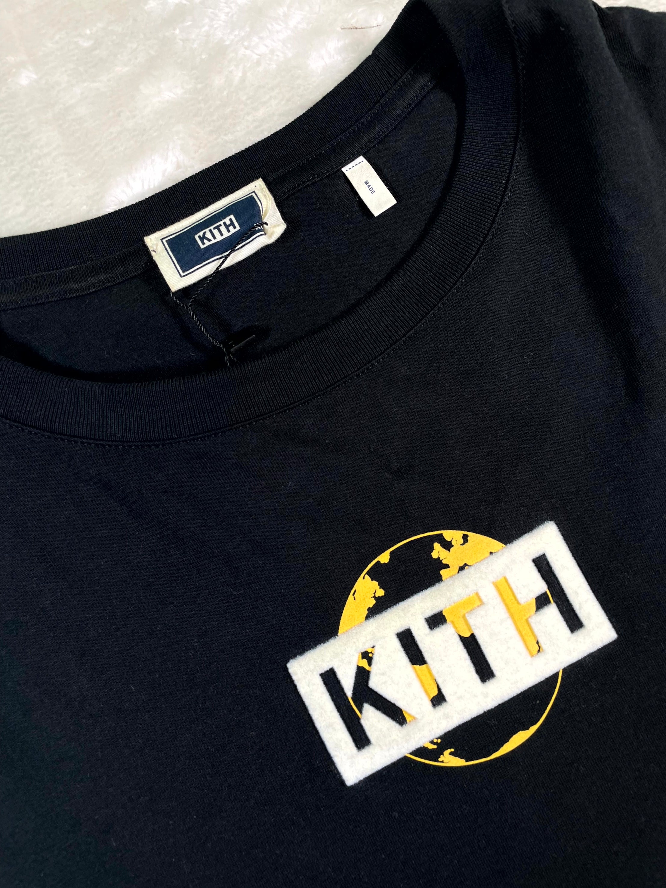 Kith World Box Logo Long Sleeve Black & Yellow T-Shirt