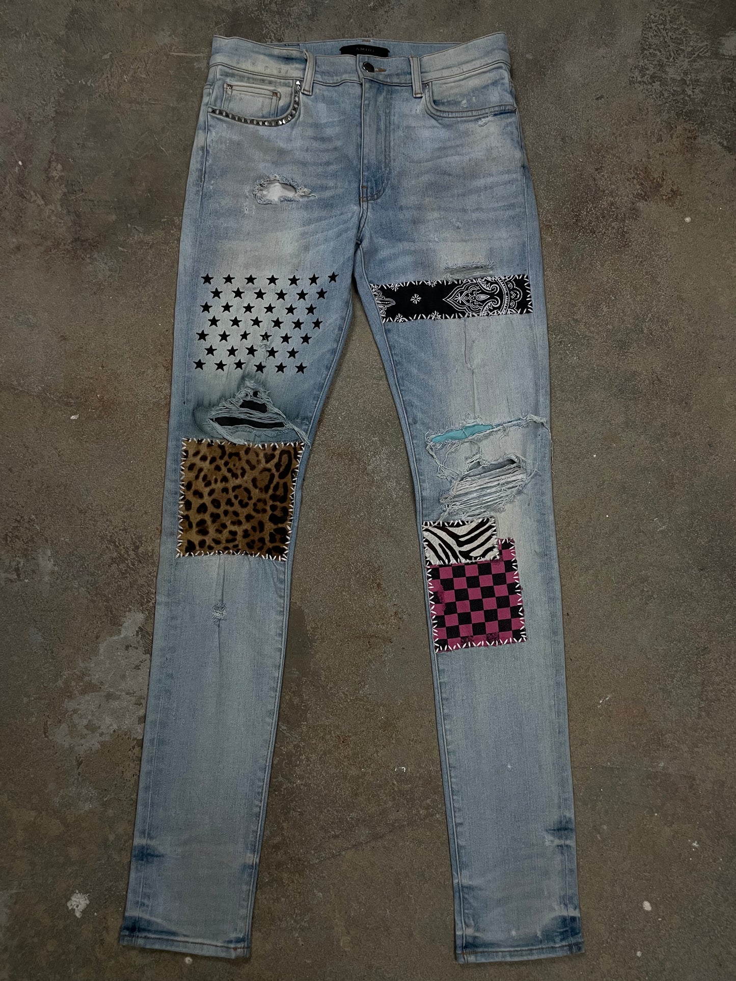 Amiri Jeans Patches Cheetah Used 31