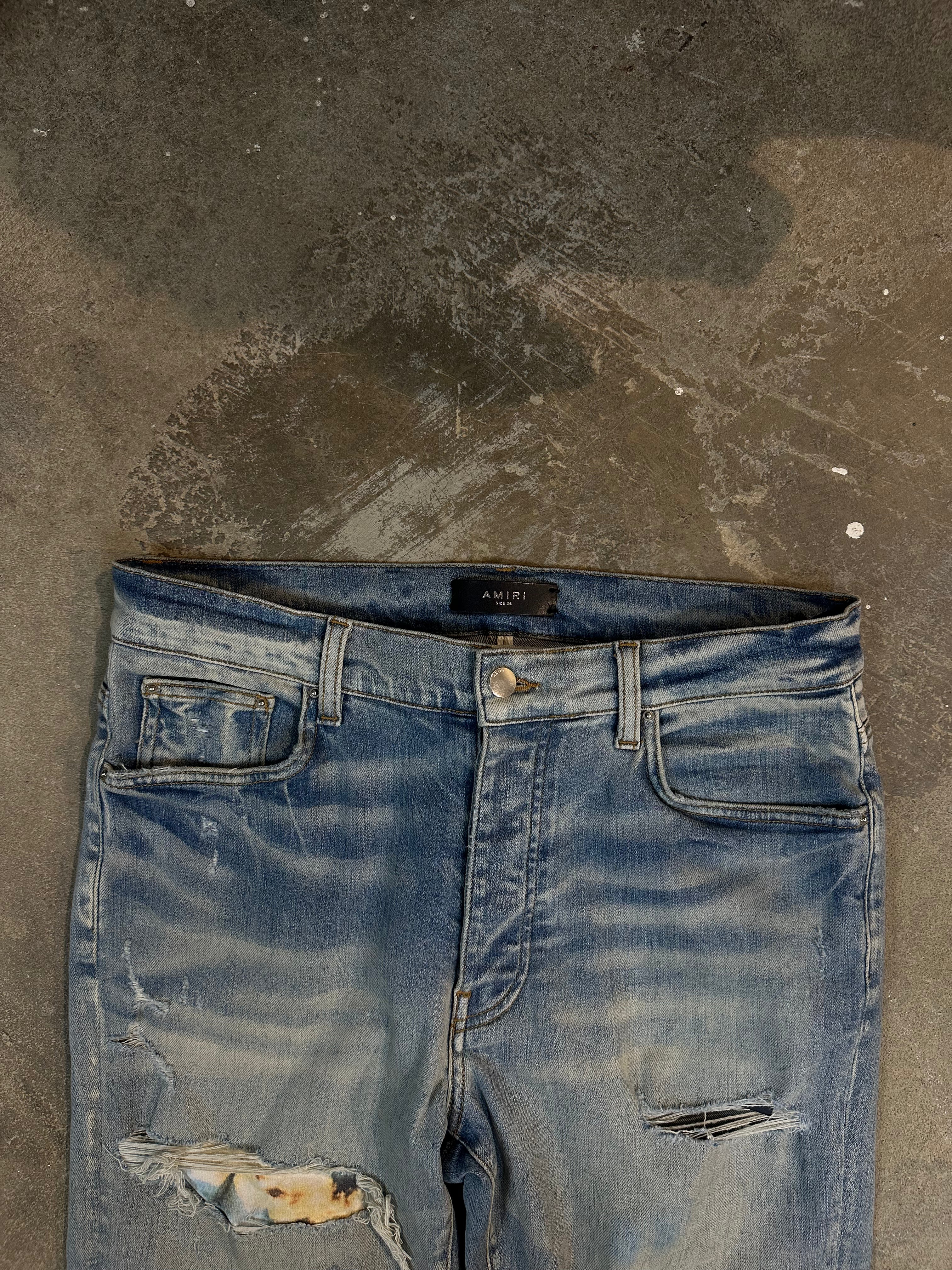 Amiri Jeans Pachwork Tye Dye Light Wash Used 34