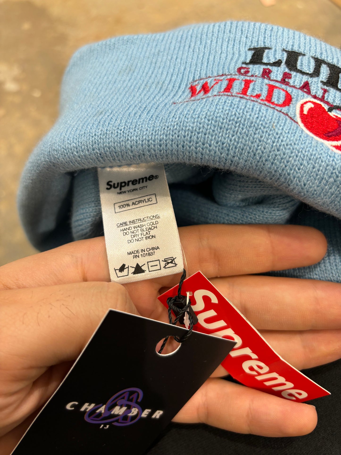 Supreme Blue Wild Cherry Beanie OS Used