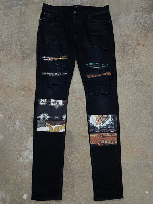 Amiri Jeans Black Art Patchwork 36 Used