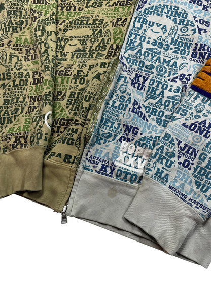 Bape Monogram Split Green & Blue Zip Hoodie