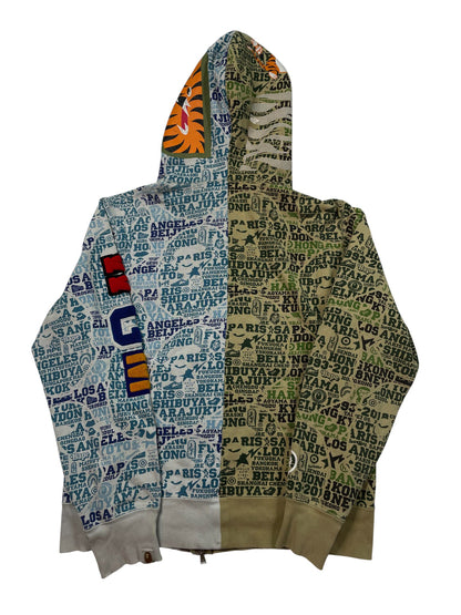 Bape Monogram Split Green & Blue Zip Hoodie